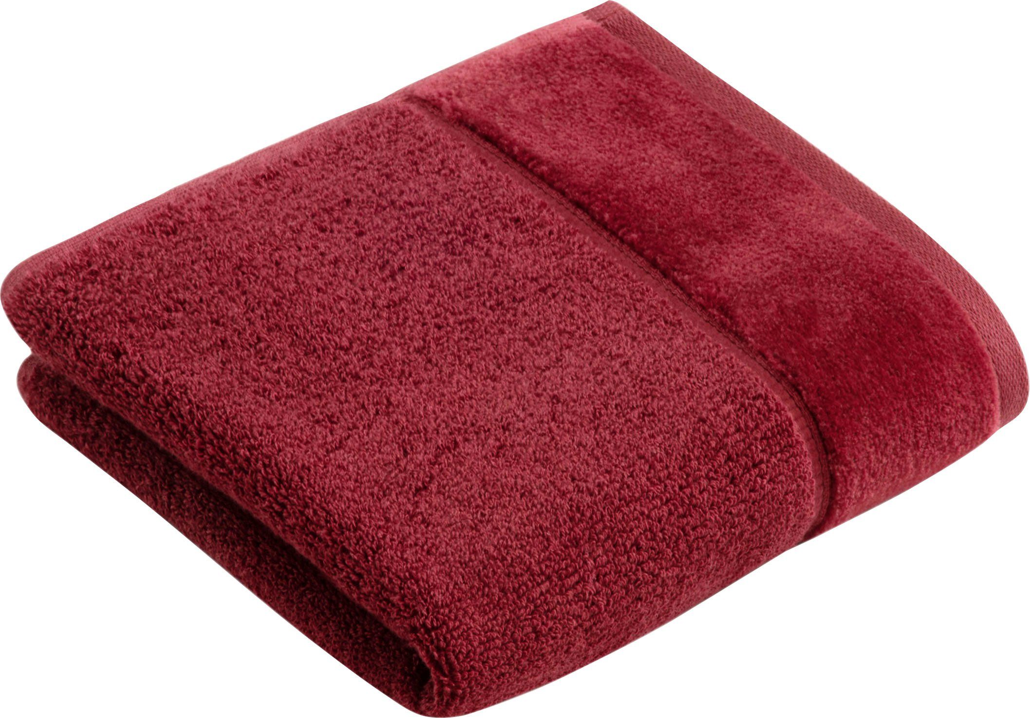 Set, eleganter Gästehandtücher VEGAN, (3-St), Pure, Vossen Veloursbordüre red Frottier mit im & Baumwolle rock