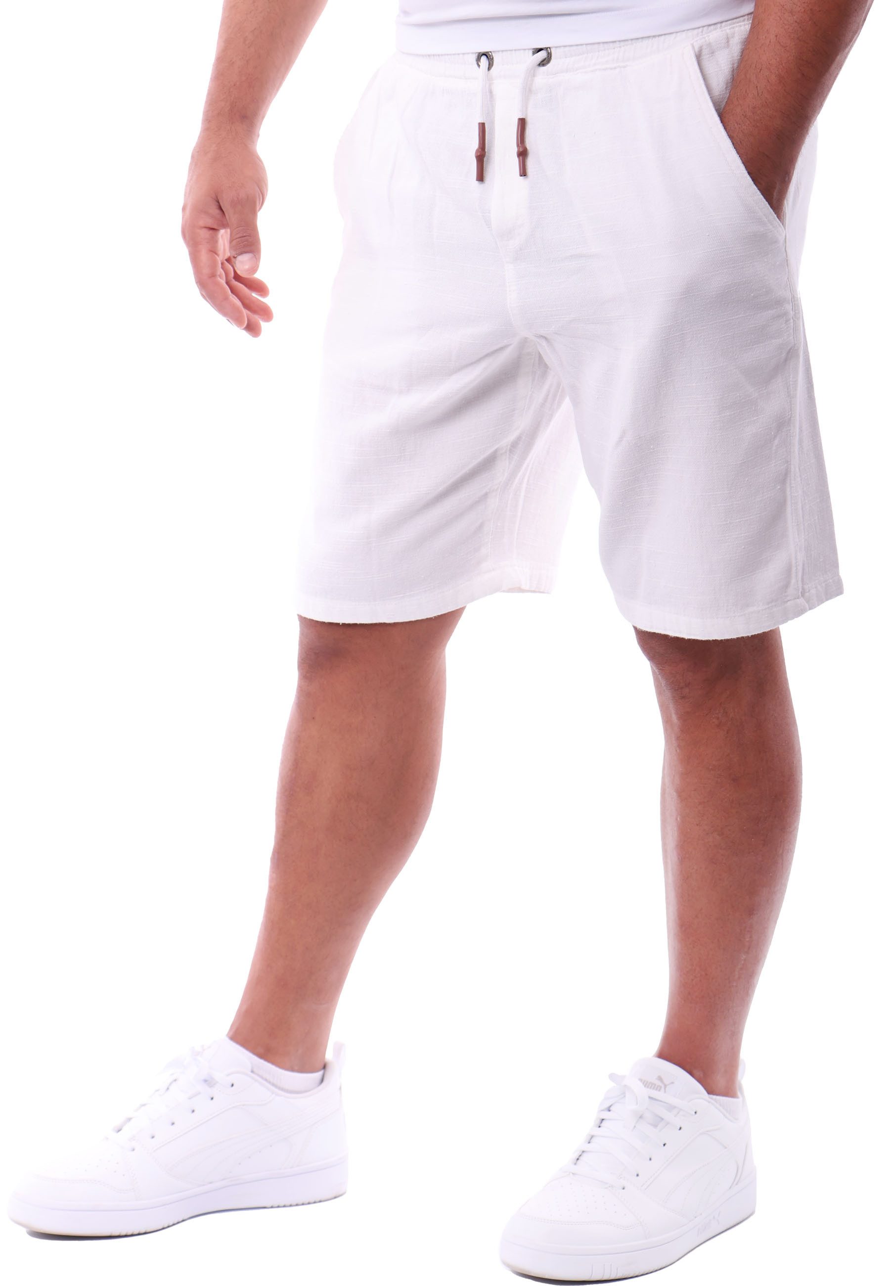Reslad Leinenhose Reslad Kurze Hose Herren Baumwollhose Leinen-Shorts Strandhose RS-3004 (1-tlg., Freizeithose) leichte Freizeithose im Leinen-Look mit Kordelzug