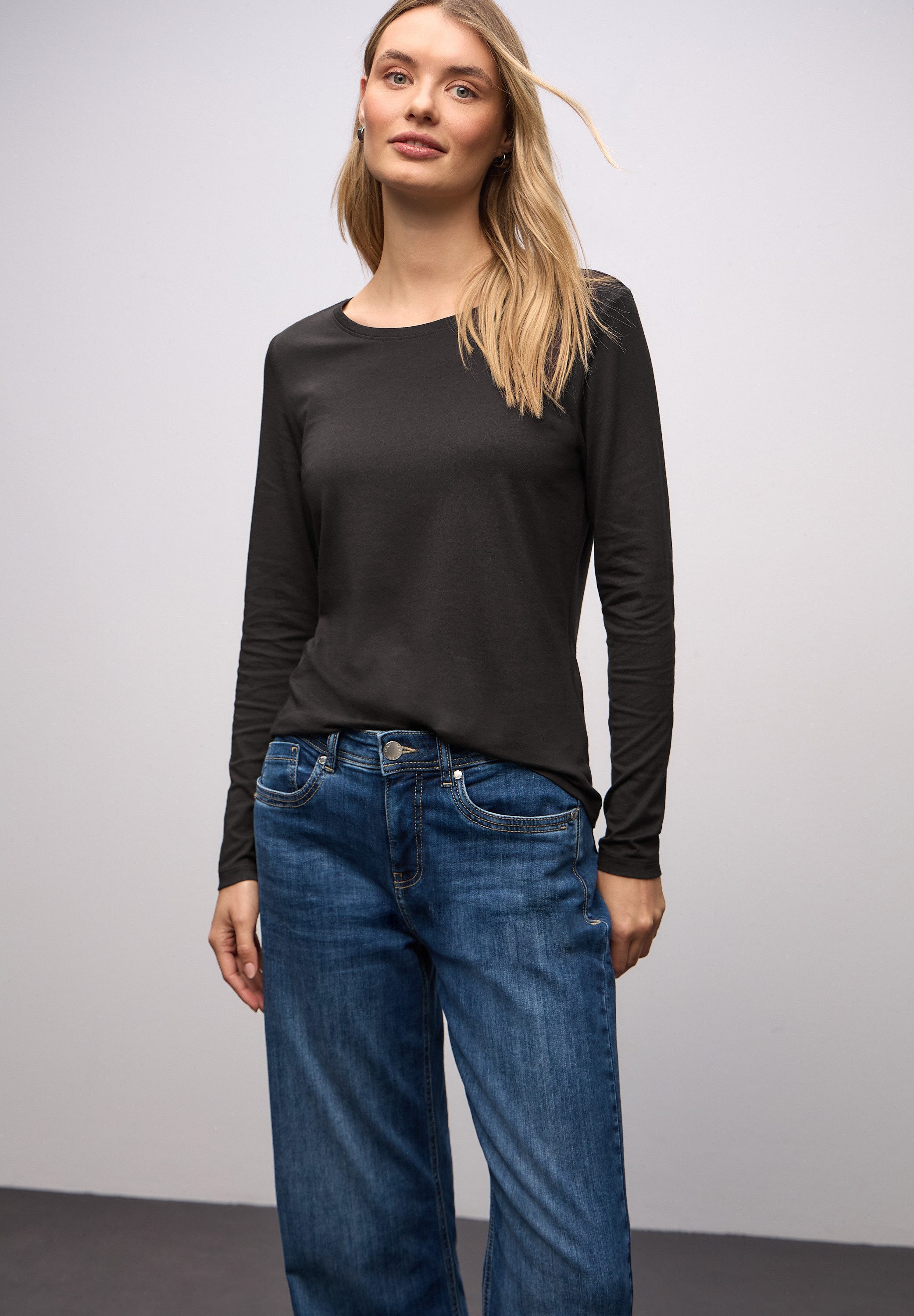 STREET ONE Rundhalsshirt unifarben günstig online kaufen