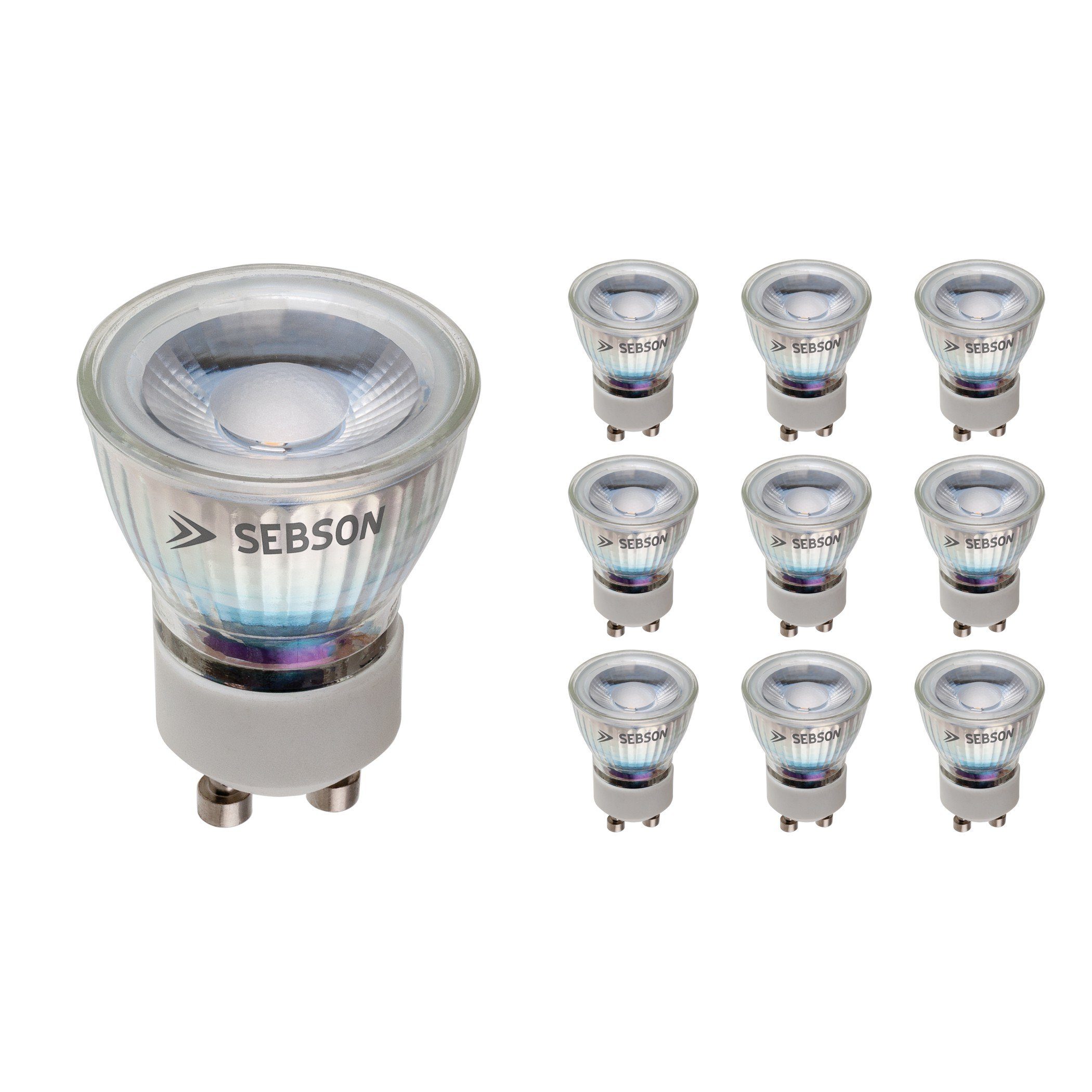 LED Pack 35mm - Lampe LED-Leuchtmittel 230V Spot GU10 10er warmweiß 3W 46° SEBSON 250lm