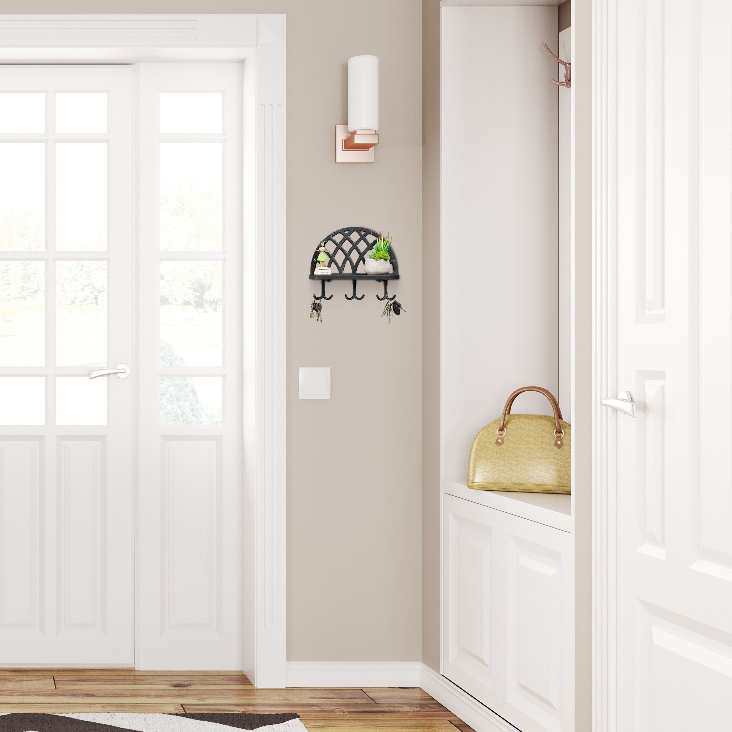 relaxdays Schlüsselbrett mit Ablage, schwarz günstig online kaufen