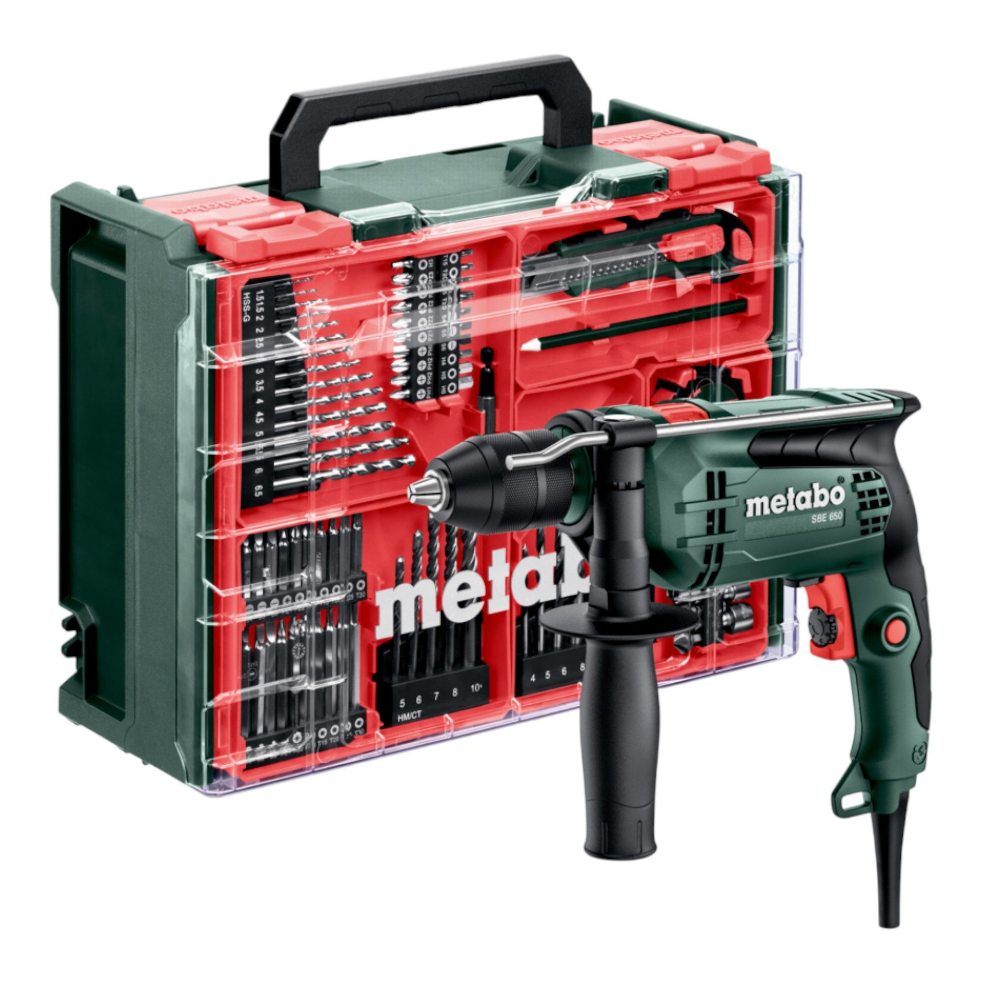 metabo Schlagbohrmaschine SB 650 Set Schlagbohrmaschine 650 W 10 Nm + Zubehör Set (600742710)