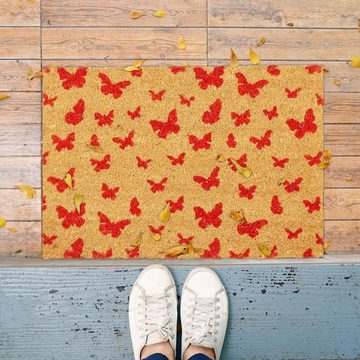Fußmatte Fußmatte Kokos Schmetterlinge, relaxdays, Höhe: 15 mm