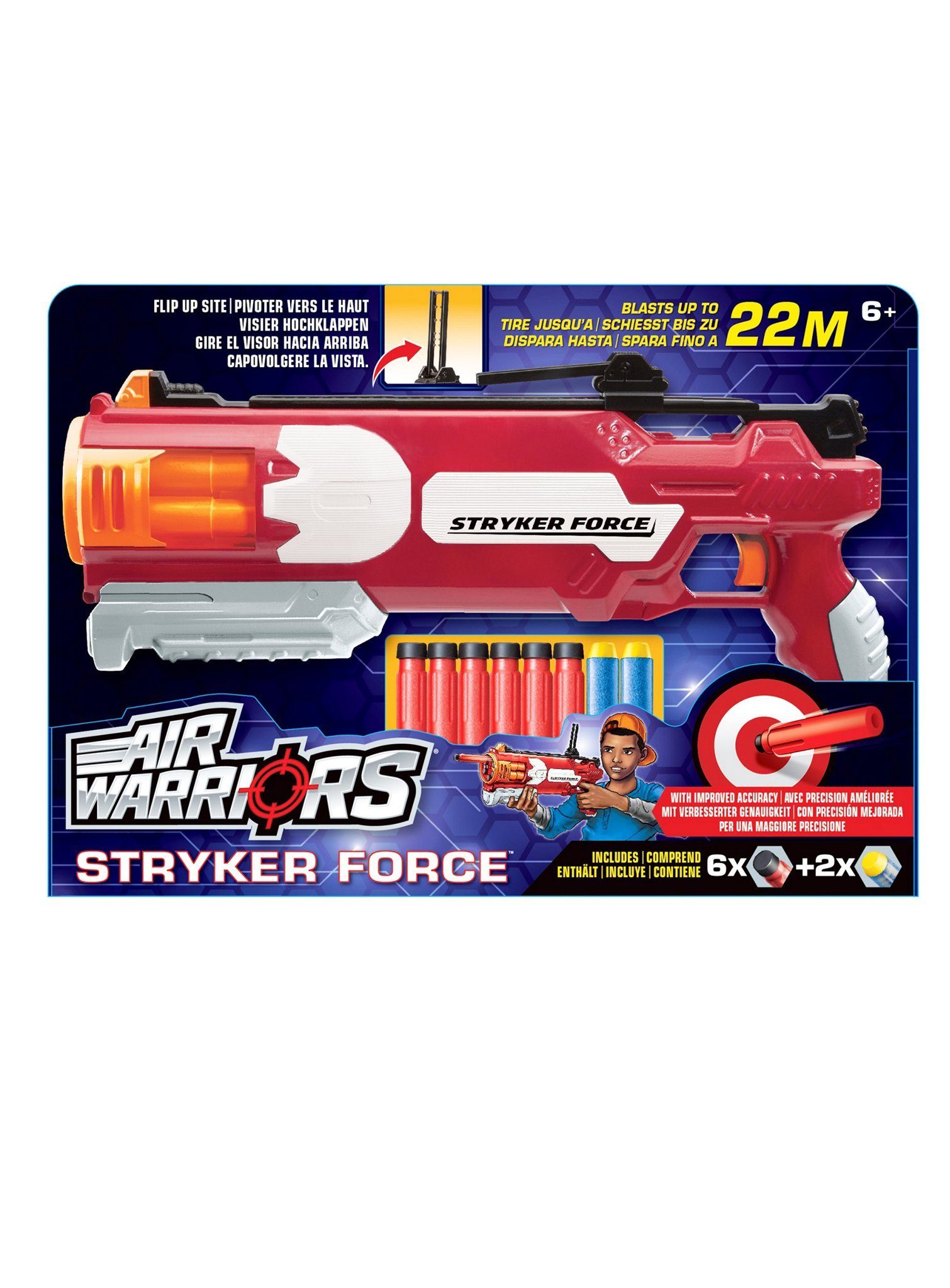 Buzz Bee Toys Blaster Air Warriors PrecisePro Stryker Force, Trommelblaster mit Pumpgriff und den besonders präzisen PrecisePro-Da