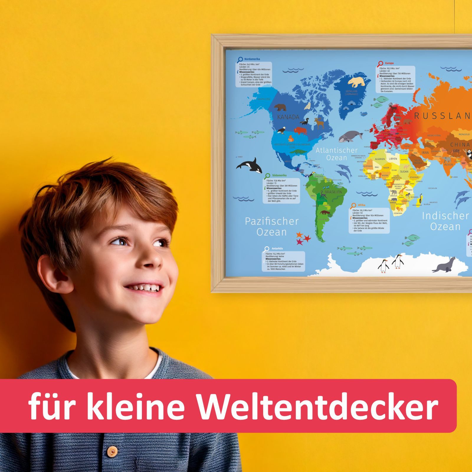 nikima Poster Kinder Lernposter Weltkarte - Größe: A3 - 420 x 297 mm, Weltkarte, in 3 Größen – Bild 4 von 5