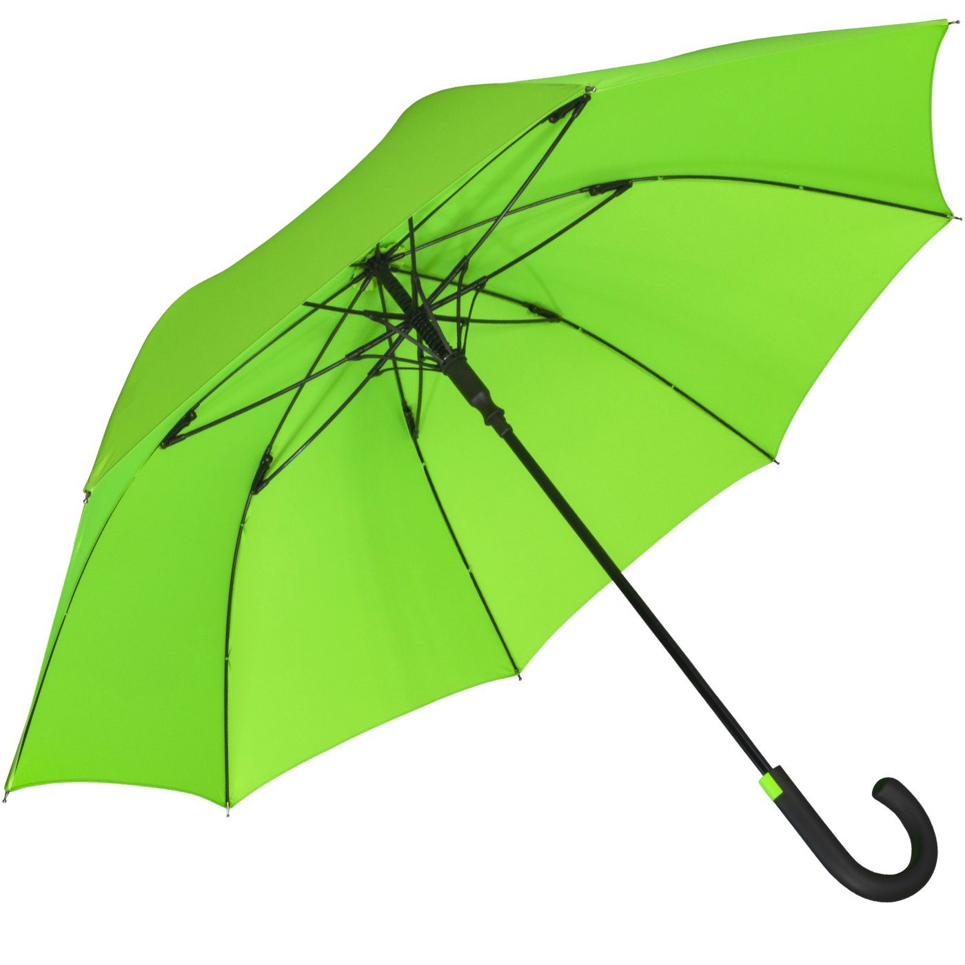 iX-brella Stockregenschirm Fiberglas, XL 110 cm groß, stabil, mit Automatik, mit überschlagfähigem Dach - windproof - grün – Bild 2 von 5