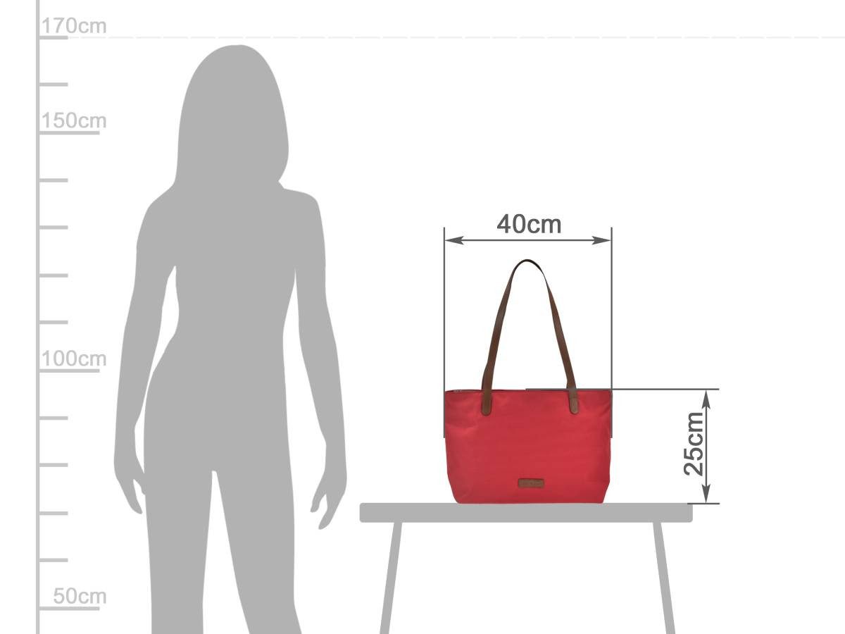 Greenburry Shopper "Diana" Nylon Schultertasche 40x25cm, leicht, kompakt, praktisch, lange Gurte, rot