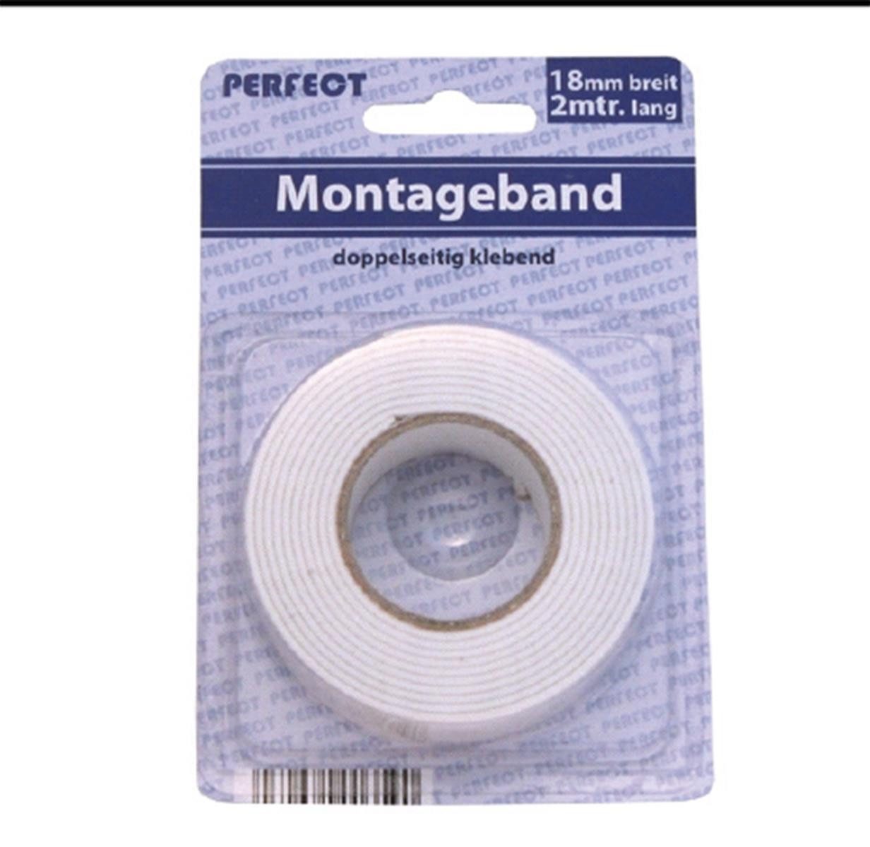 Doppelklebeband Montageband Doppelseitig Haftklebeband Stark 2m Weiß (Rolle, 1-St., Rolle Montageband (2m Länge) Montageband Band