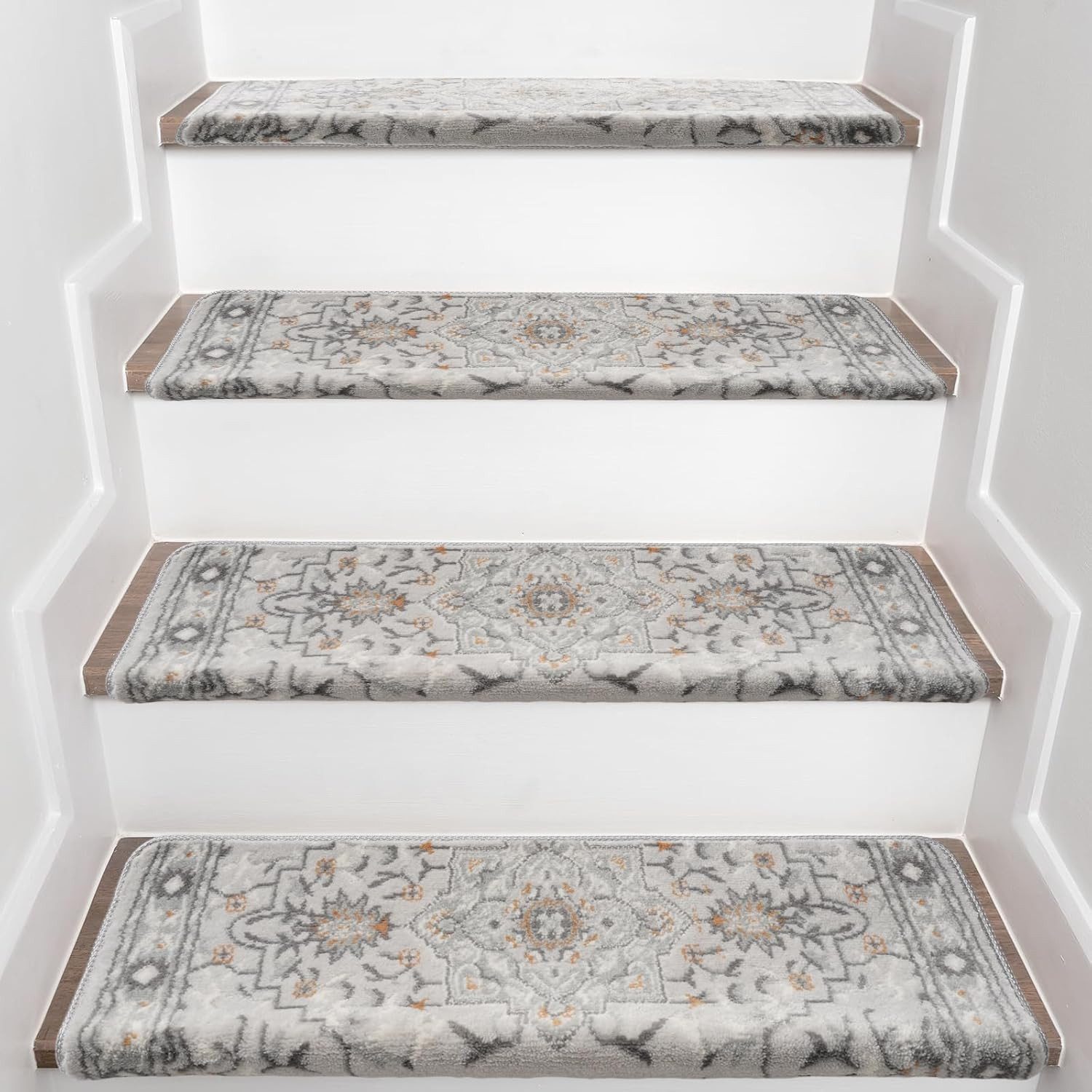 MECO Stufenmatte 15-teiliges Set Treppenstufenmatten mit Bullnose-Kante, Rechteck, rutschfest, geräuschdämpfend und schützend