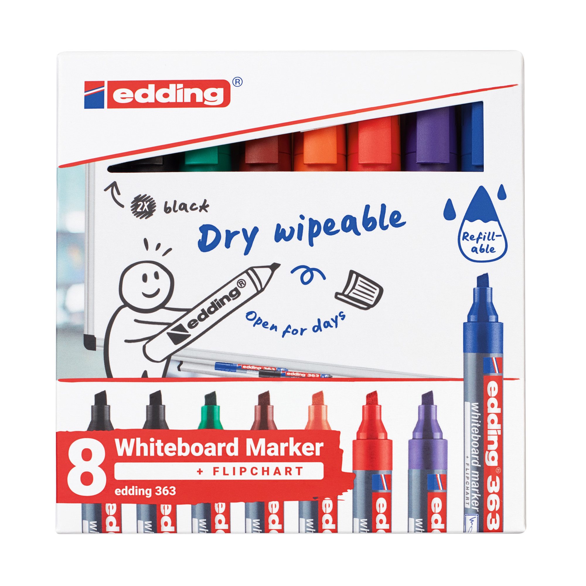 edding Whiteboard Marker Whiteboardmarker 4-363-8-S2999 1-5mm sortiert 8 Stück (6 Stück)