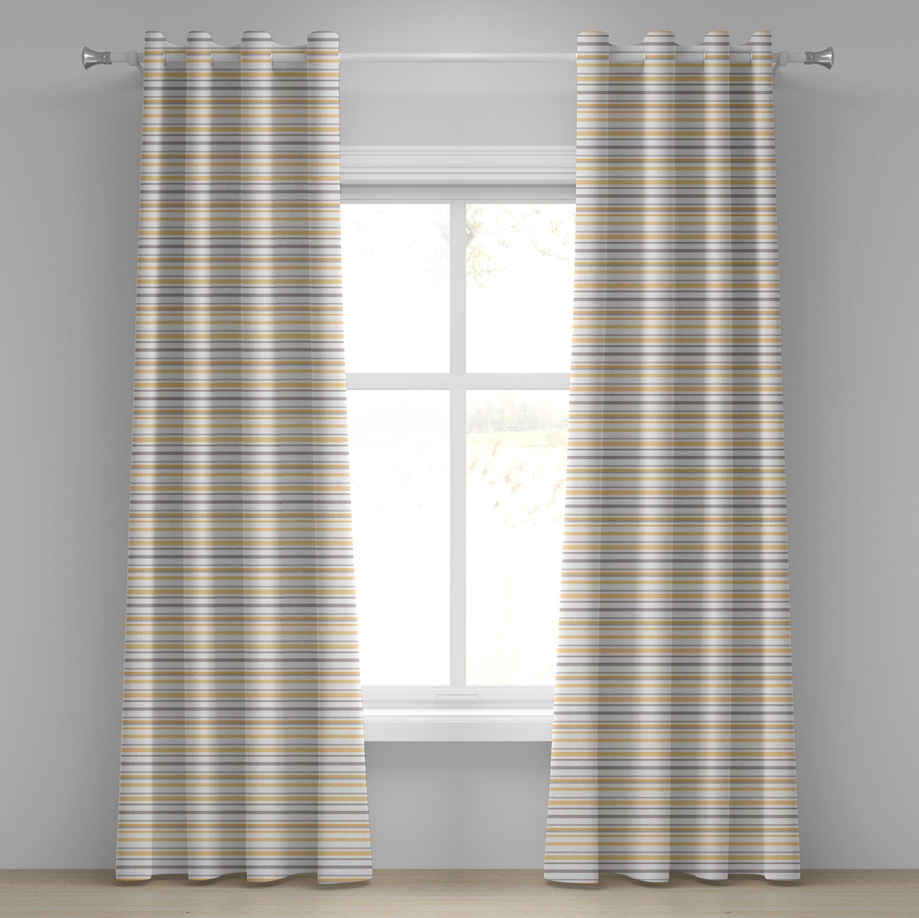 Gardine Dekorative 2-Panel-Fenstervorhänge für Schlafzimmer Wohnzimmer, Abakuhaus, Jahrgang Shabby Farbige Linien