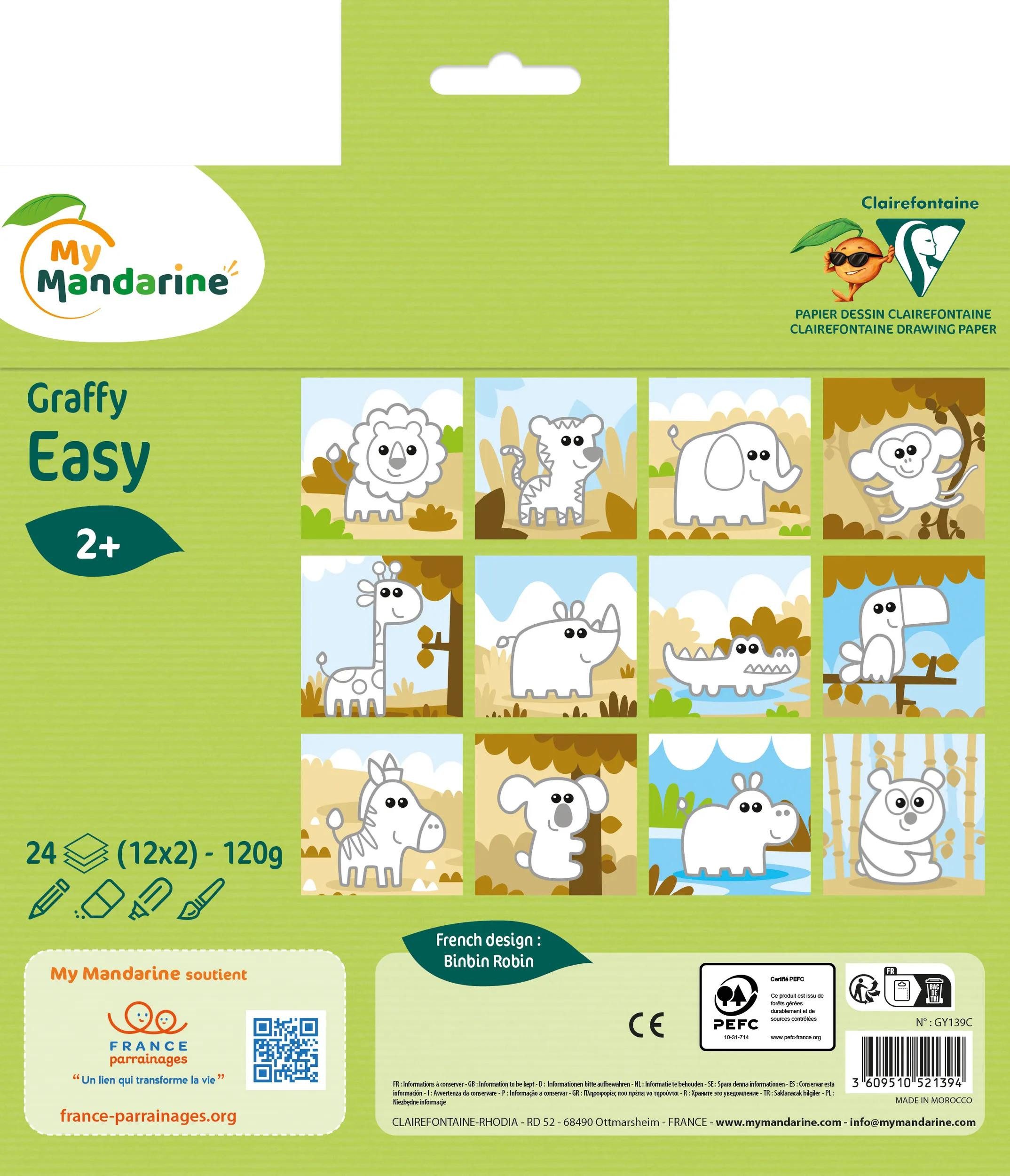 Avenue Mandarine Malvorlage 5x Graffy Easy, Wildtiere - Grün GY139C, My Mandarine