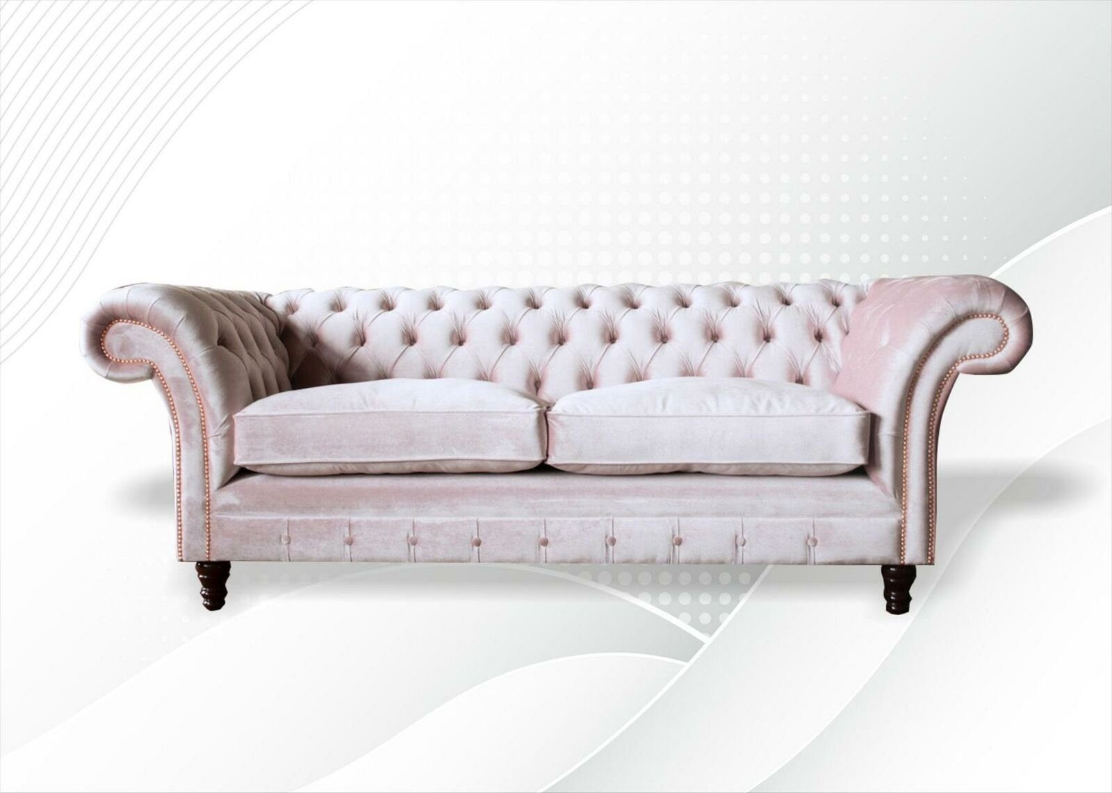 JVmoebel Chesterfield-Sofa Rosa Chesterfield Dreisitzer Luxus Möbel Design Neuer 3-er, Made in Europe