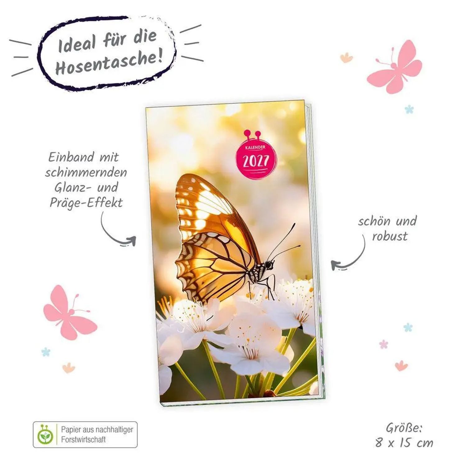 Trötsch Verlag Taschenkalender TRÖTSCH - Taschenterminer Schmetterling 2027