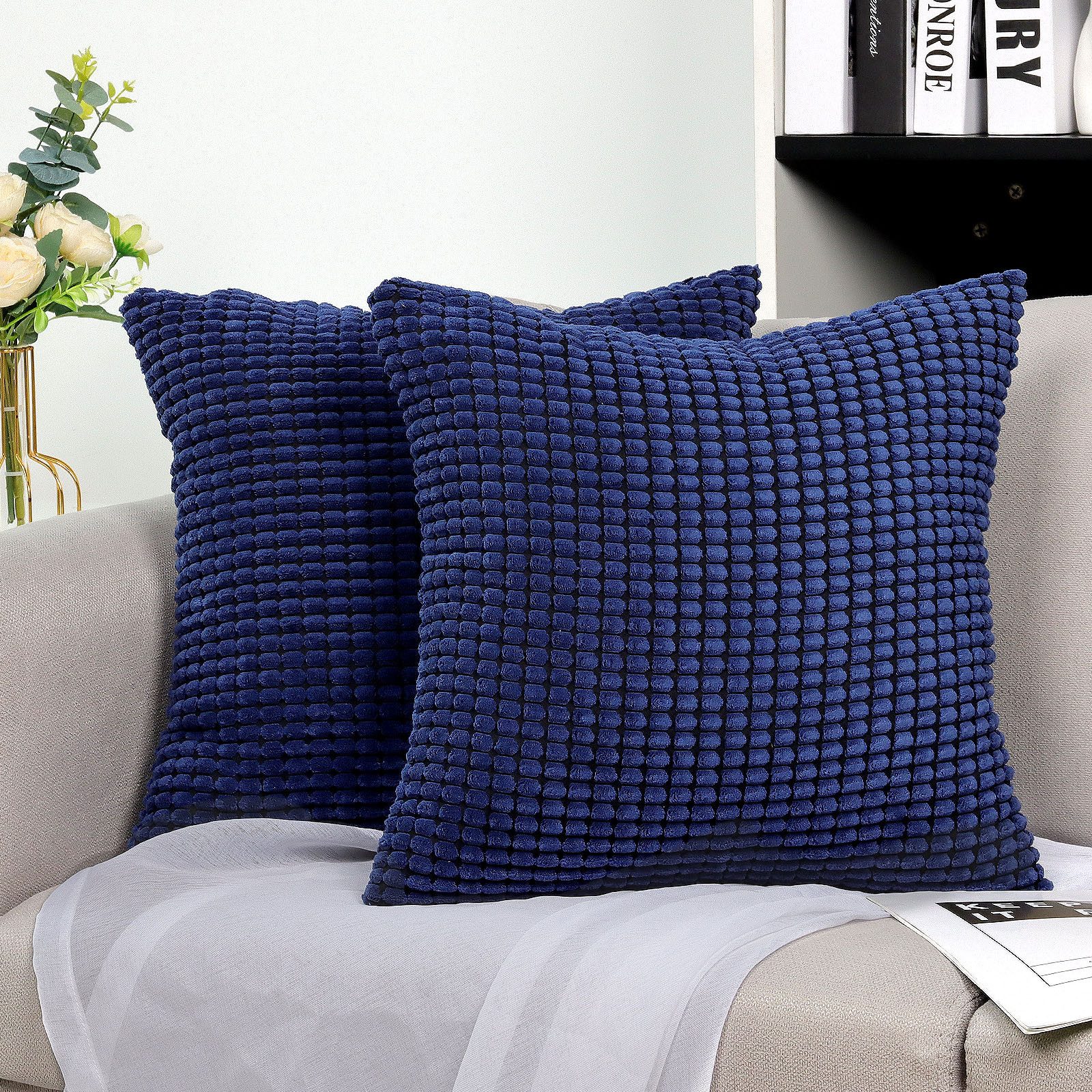 TAN.TOMI Kissenbezüge Kord Uni 2er Set Kissenbezug flauschig körnig Farbver günstig online kaufen