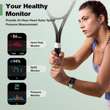 Fitpolo mit Musiksteuer Schlafmonitor Uhren für Damen Herren Kinder Smartwatch (1,3 Zoll, Android iOS), mit herzfrequenz,IP68 Wasserdicht Fitness Voller Touchscreen