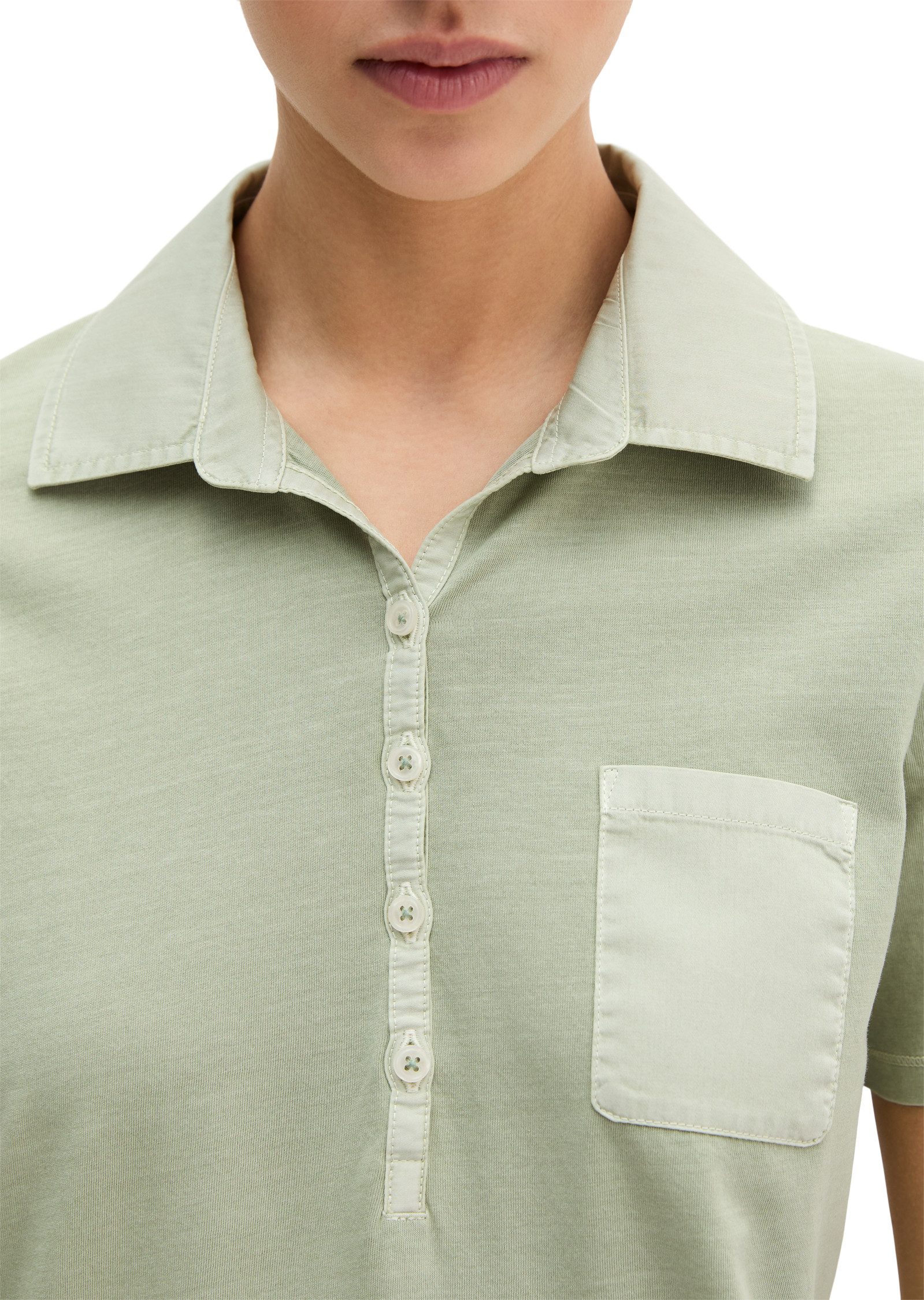 Marc O'Polo Poloshirt mit Material-Mix-Details – Bild 4 von 5