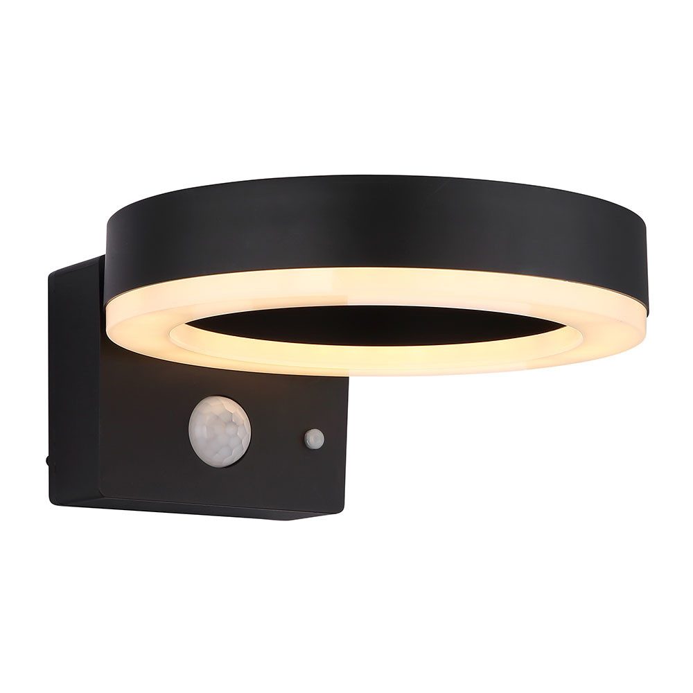 GLOBO LIGHTING LED Außen-Wandleuchte, LED-Leuchtmittel fest verbaut, Warmweiß, Solarleuchte Wandleuchte LED Sensor IP44 Stufenschalter Schwarz