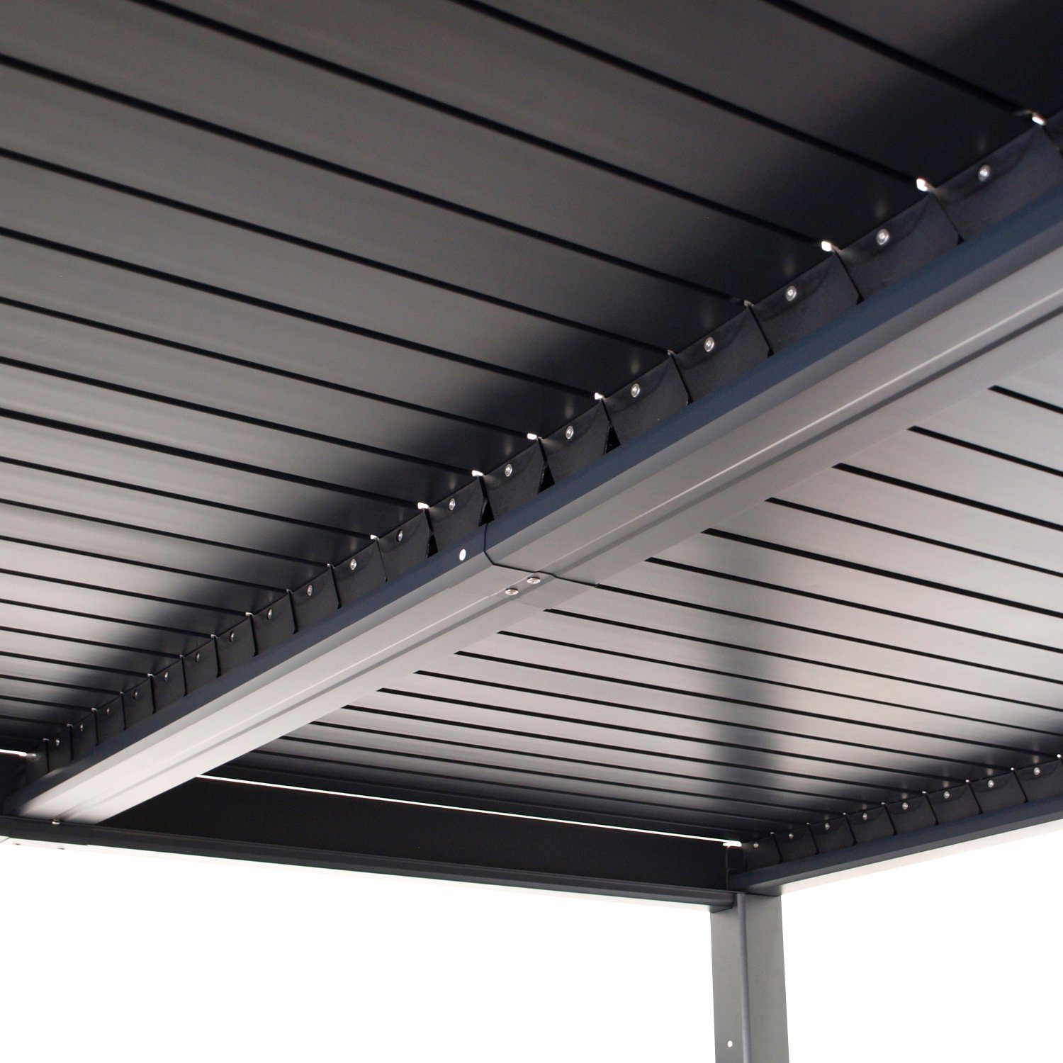 DEGAMO Pavillon BARACOA mit Lamellendach, 300x300cm, Aluminium dunkelgrau