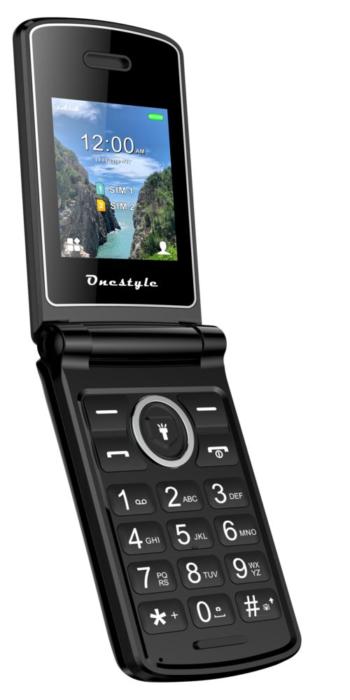 Onestyle Onestyle Chrome Einfaches Mobiltelefon mit Klappe und Dual-SIM Klapphandy (2,0 Zoll QVGA Display, Kamera, Videoplayer, Radio)