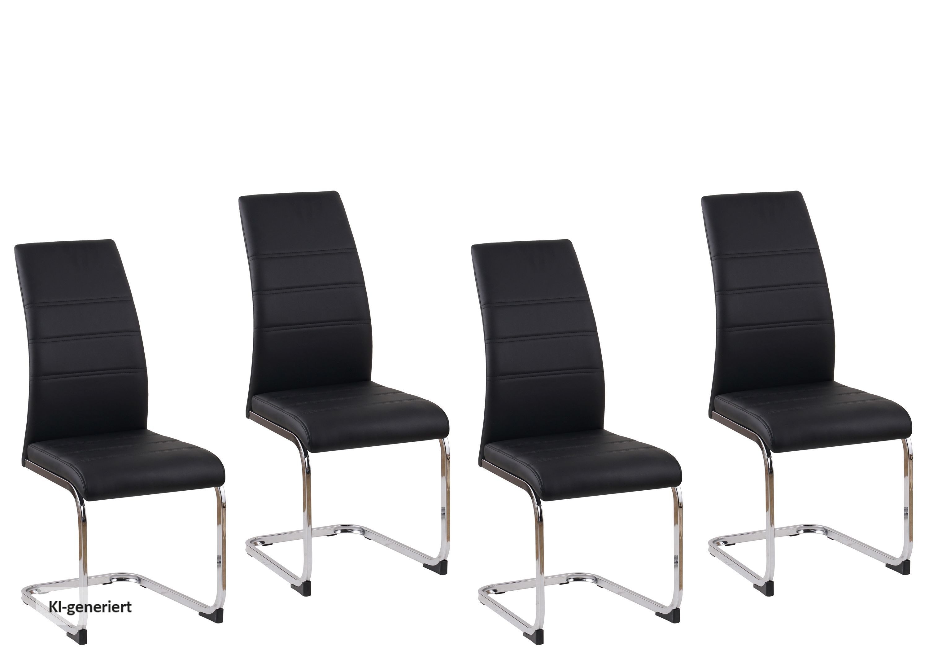 HTI-Living Freischwinger Schwingstuhl SallyC PU Schwarz (Set, 4 St), Freischwinger Esszimmerstuhl Kunstleder