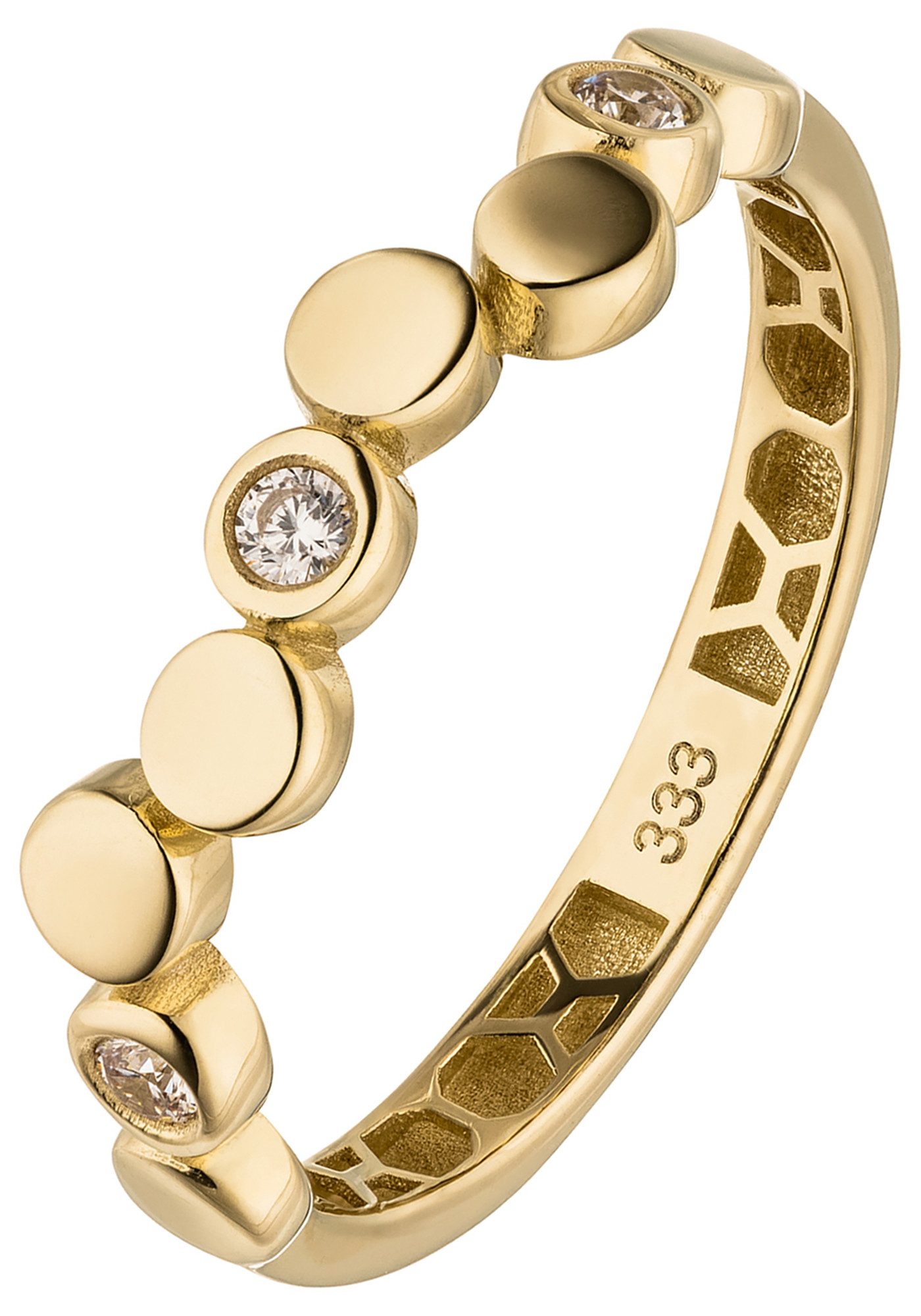 JOBO Goldring Ring Damenring, 333 Gold mit 3 Zirkonia