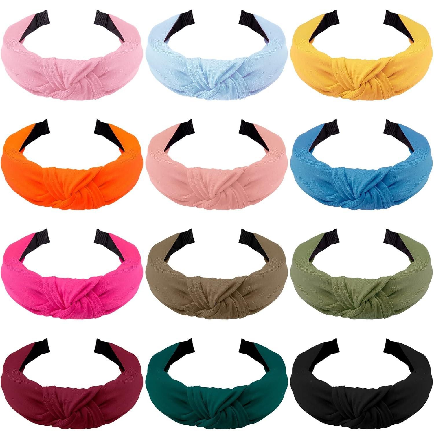 Haarreif Knoten Stirnband Damen Haarband Mädchen 12 Farben 12 Stück