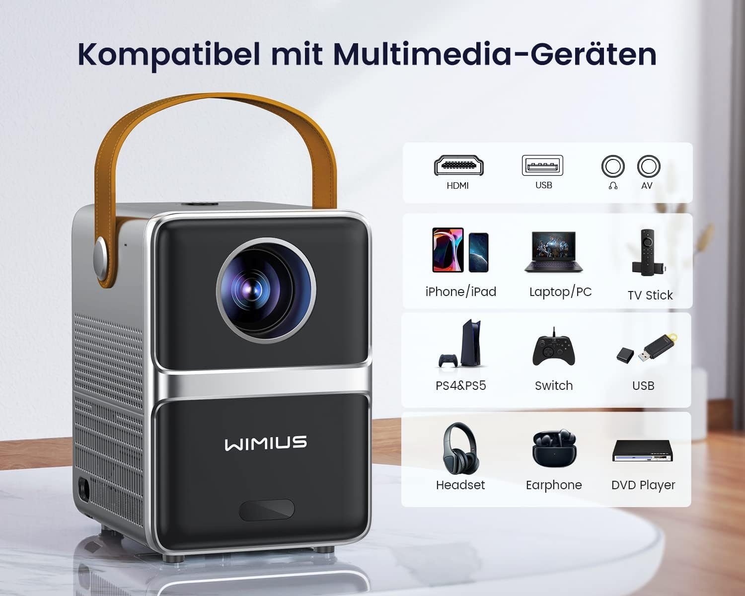 lumen wimius WiMiUS Portabler Projektor tragbar videoprojektor fokus px, Elektrischer (1920x1080 für) kleiner