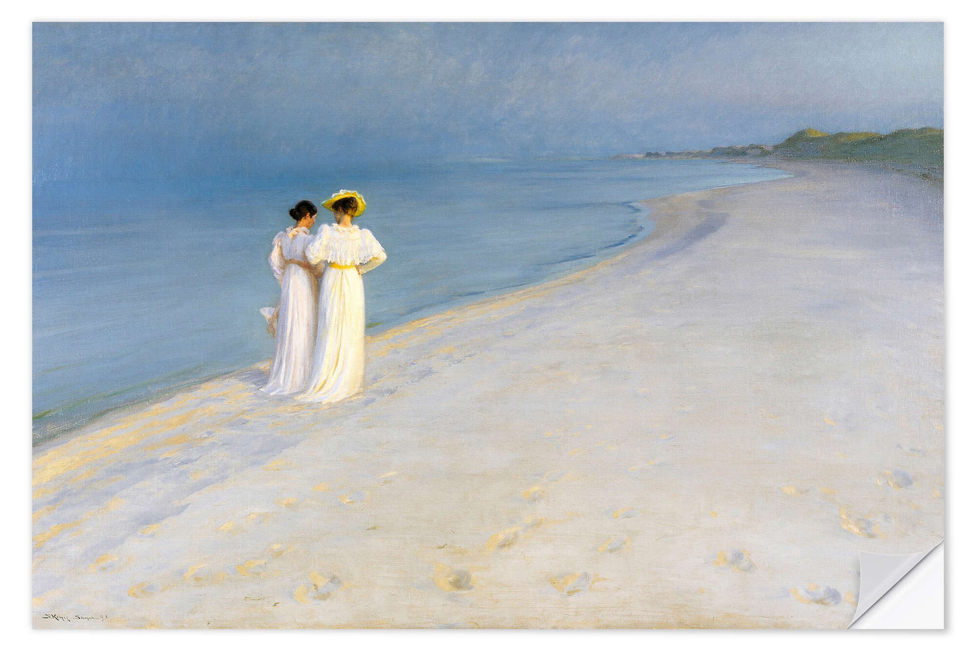 Posterlounge Плакат Peder Severin Krøyer, Sommerabend am Skagener Südstrand, Wohnzimmer Maritim Malerei