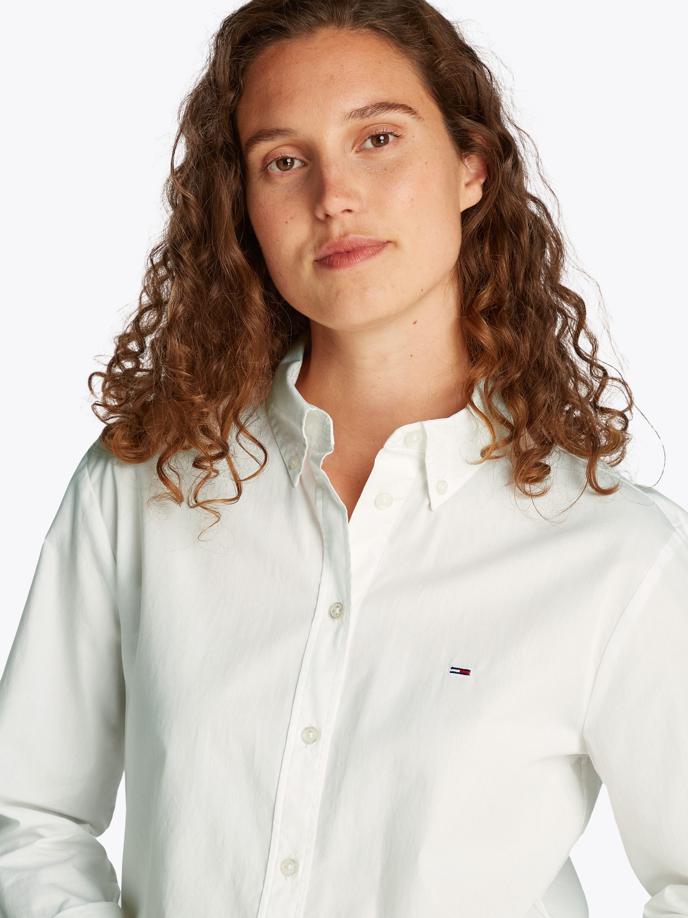 Tommy Jeans Hemdbluse TJW REG PINSTRIPE POPLIN SHIRT mit Nadelstreifen, Log günstig online kaufen