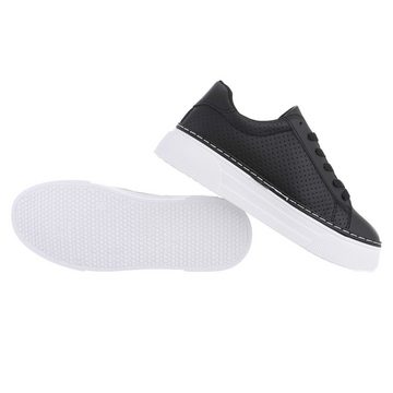 Ital-Design Damen Low-Top Freizeit Sneaker Flach Sneakers Low in Schwarz