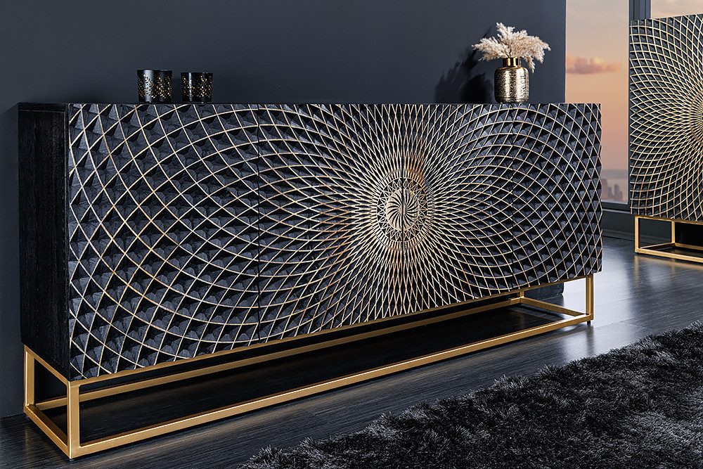 riess-ambiente Sideboard ILLUSION 180cm schwarz / gold (Einzelartikel, 1 St günstig online kaufen