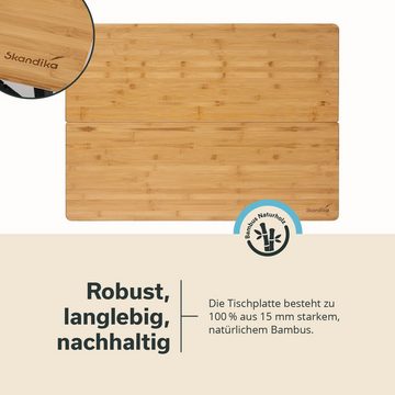 Skandika Campingtisch Tobro Bambus Falttisch, klappbar, stufenlos höhenverstellbar, 100 kg belastbar