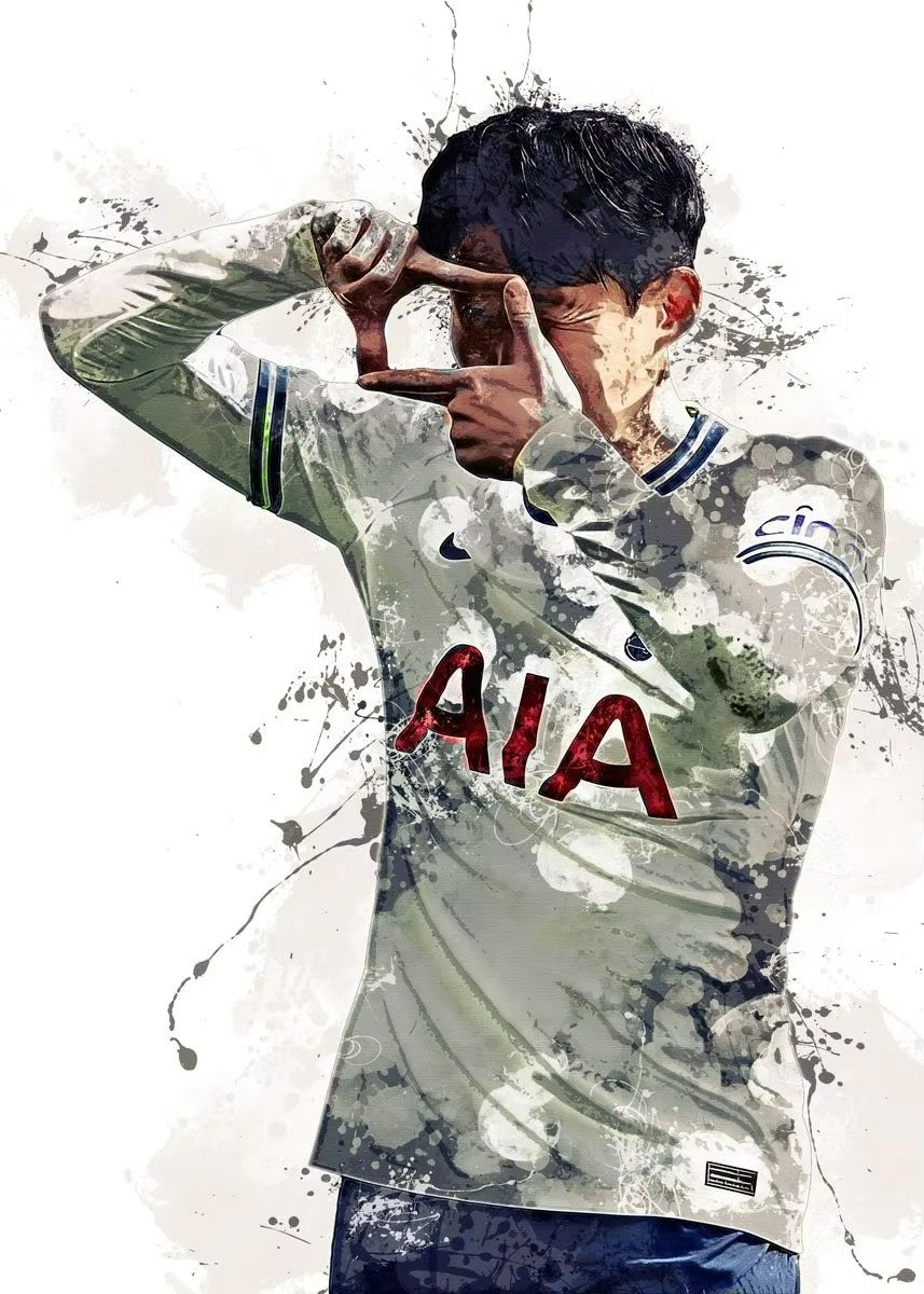 TPFLiving Kunstdruck (OHNE RAHMEN) Poster - Leinwand - Wandbild, Fußball Son Heung-min Tottenham gewinnt den Pokal Leinwand Gemälde (Leinwandbild XXL), Farben: Schwarz, Weiß, Braun, Rot, Blau, Gelb -Größe: 30x42cm