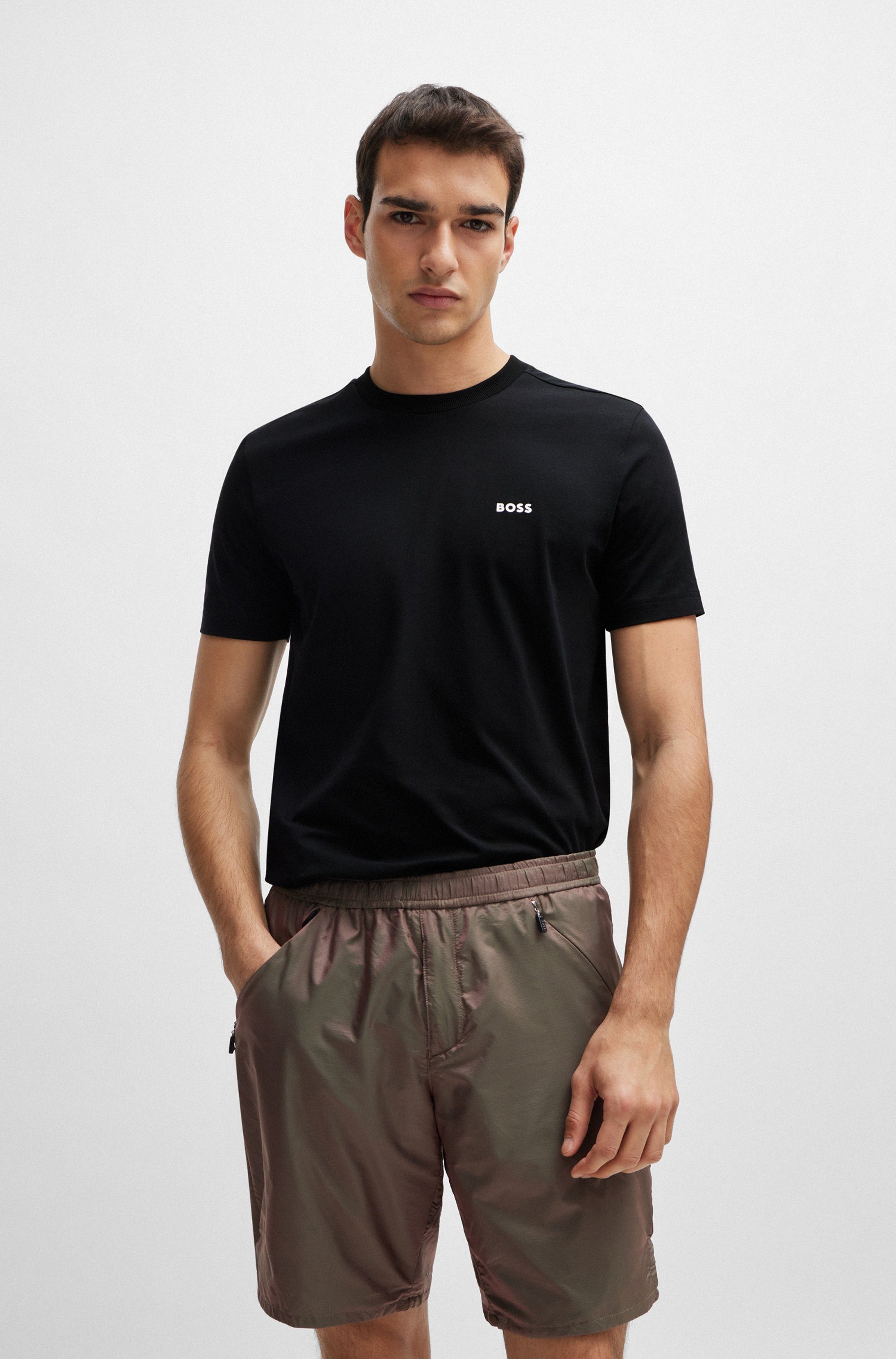 BOSS GREEN Rundhalsshirt Tee mit gummiertem günstig online kaufen