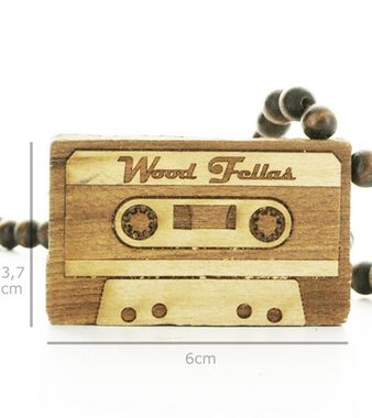 WOOD FELLAS Halsband WOOD FELLAS Hals-Kette modischer Holz-Schmuck mit Kassetten-Anhänger Hals-Schmuck Braun/Beige