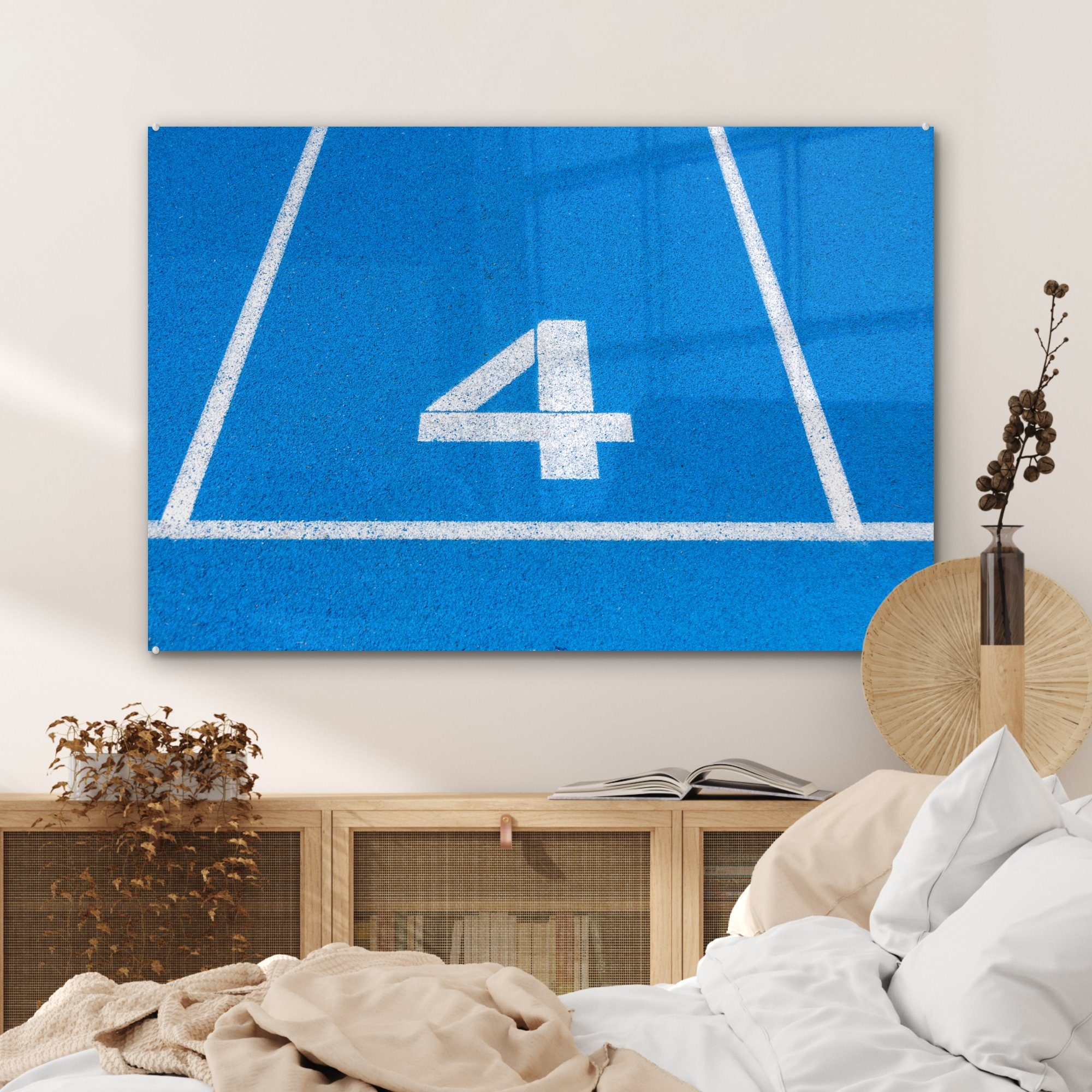 Schlafzimmer Leichtathletikbahn, Nummer Wohnzimmer (1 MuchoWow & Acrylglasbild Acrylglasbilder 4 St),