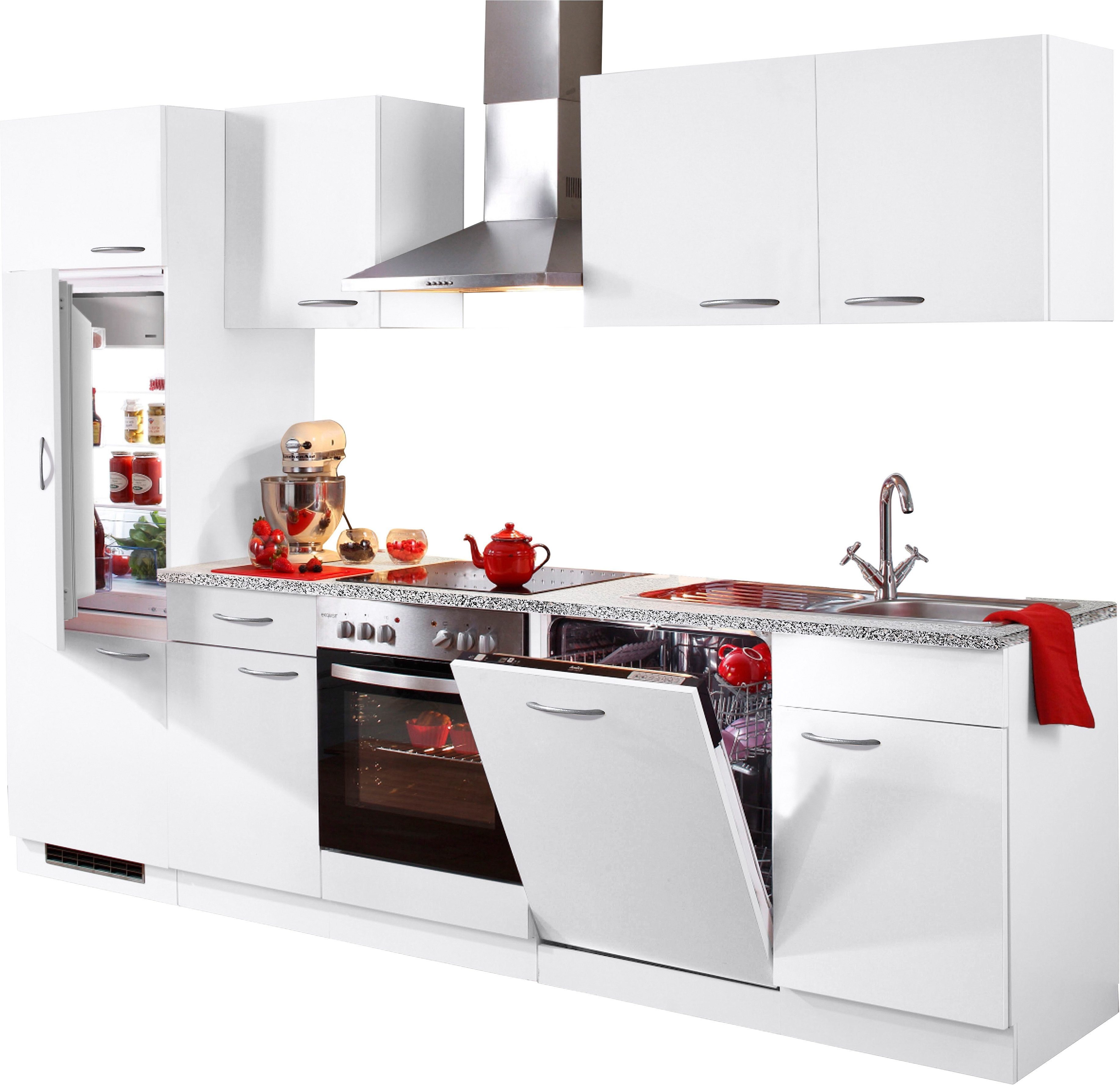 Geschirrspüler, Kiel, Küchen cm 280 Weiß E-Geräten, | Breite inkl. mit Weiß/Weiß Küchenzeile wiho