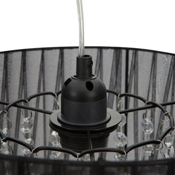 smartwares Pendelleuchte, Leuchtmittel nicht inklusive, Pendelleuchte Wohnzimmerlampe Kristalle Textil schwarz H 140 cm