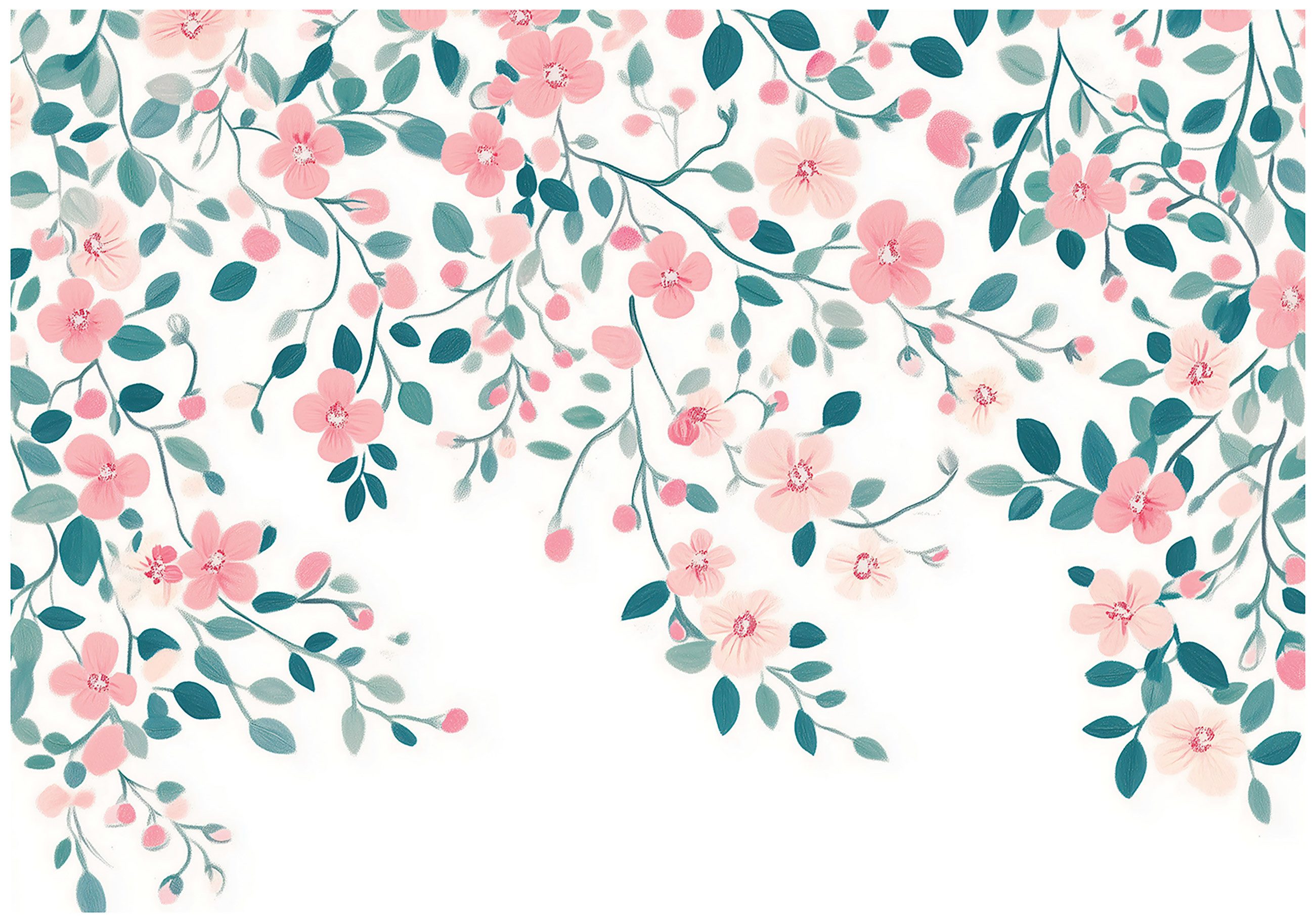 Wallarena Fototapete Blumen Blätter Rosa Vlies günstig online kaufen
