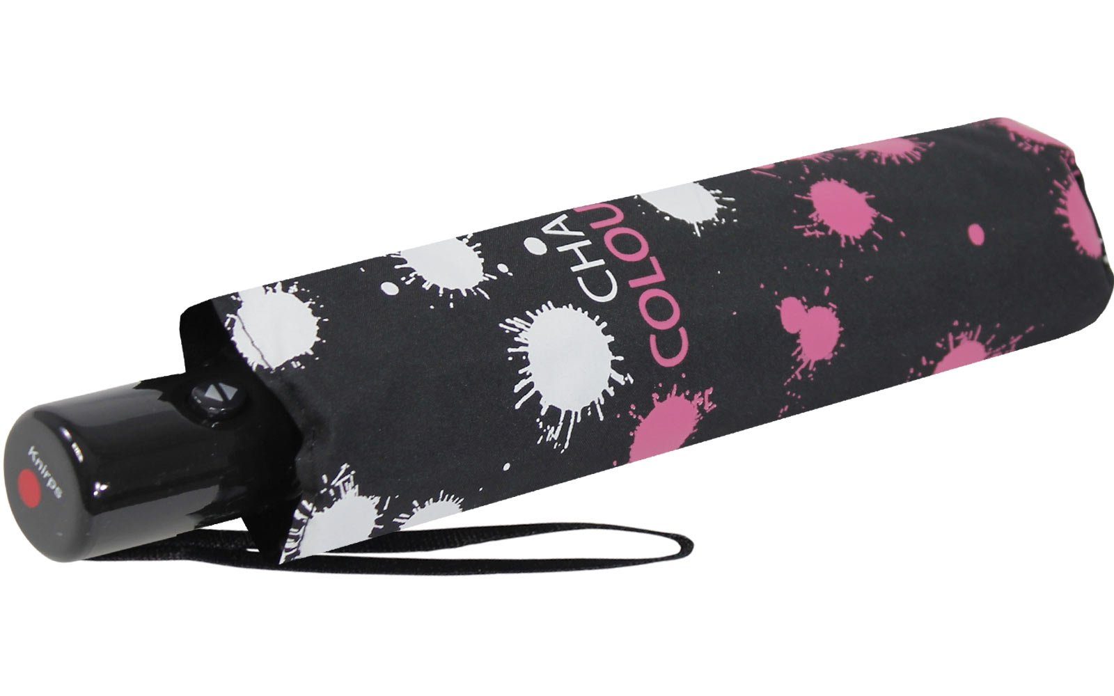 schmaler Auf-Zu-Automatik, Nässe Langregenschirm Knirps® bei färben Schirm pink Flecken weißen leichter, sich die mit