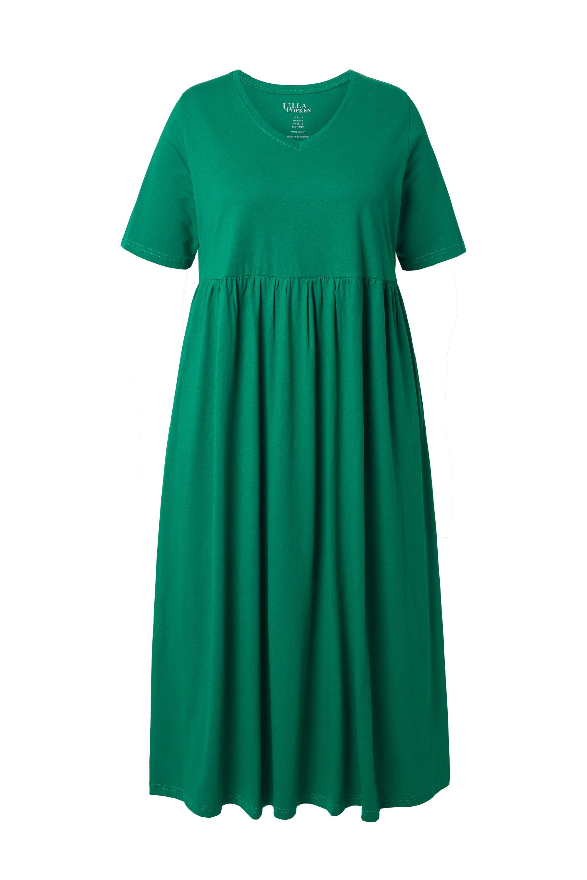 Ulla Popken Maxikleid Maxikleid A-Linie Jersey V-Ausschnitt Halbarm