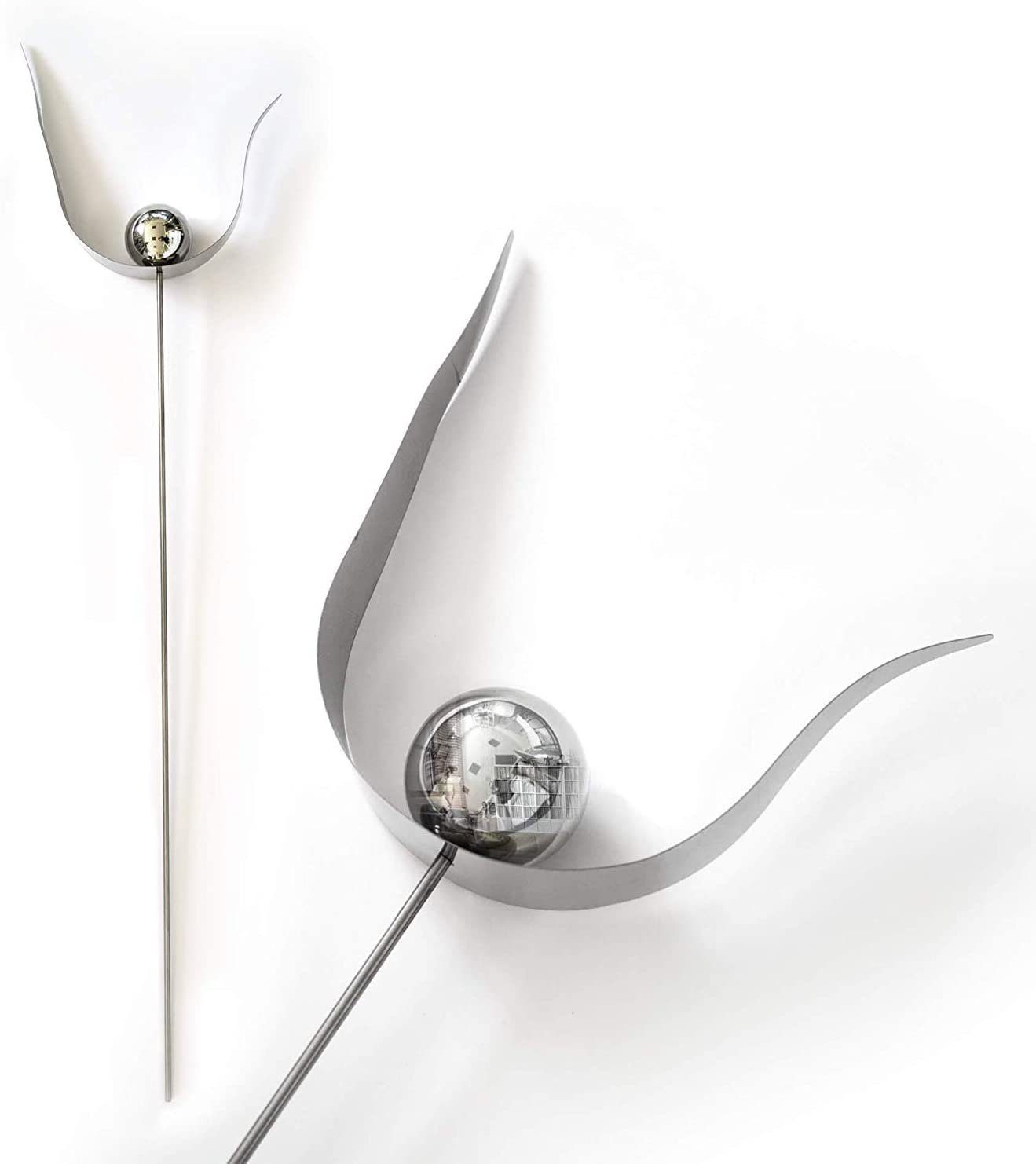 K&L Wall Art Gartenstecker Edelstahl Gartenstecker Silber Blume Teich