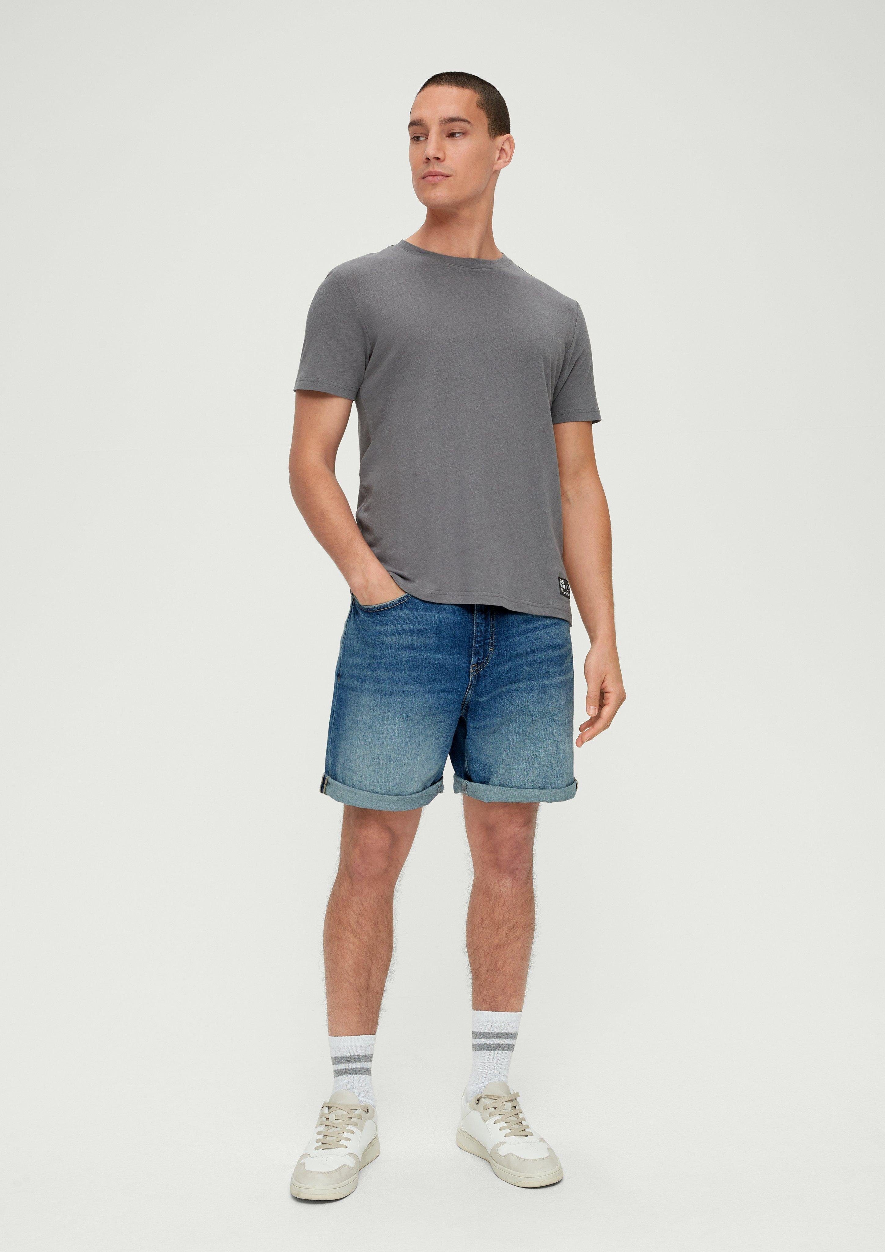 QS Jeansshorts Loose Fit: Denim Bermuda Waschung blau