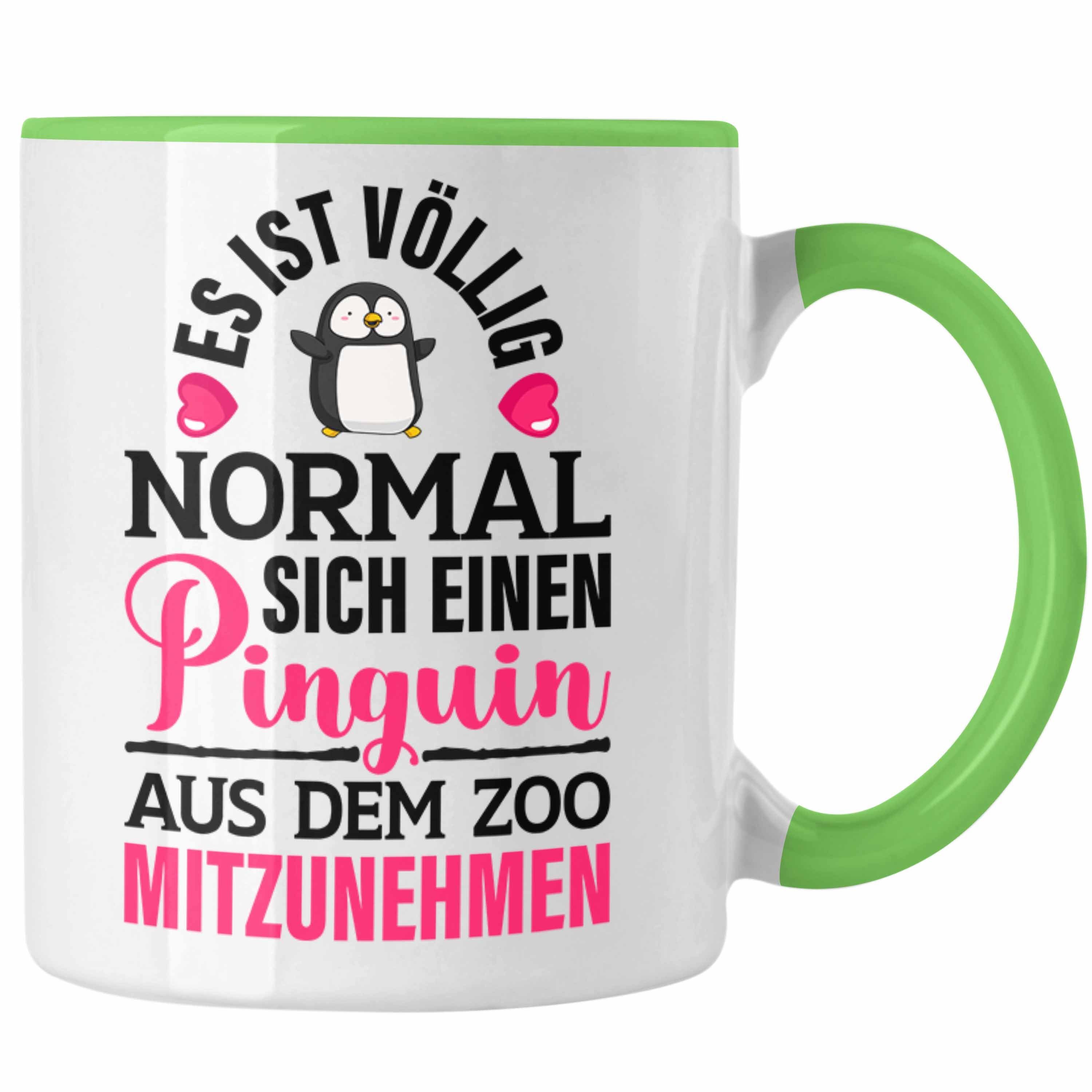 Trendation Tasse Trendation - Pinguin Geschenk Tasse Kinder Liebe Spruch Kollegin Grün