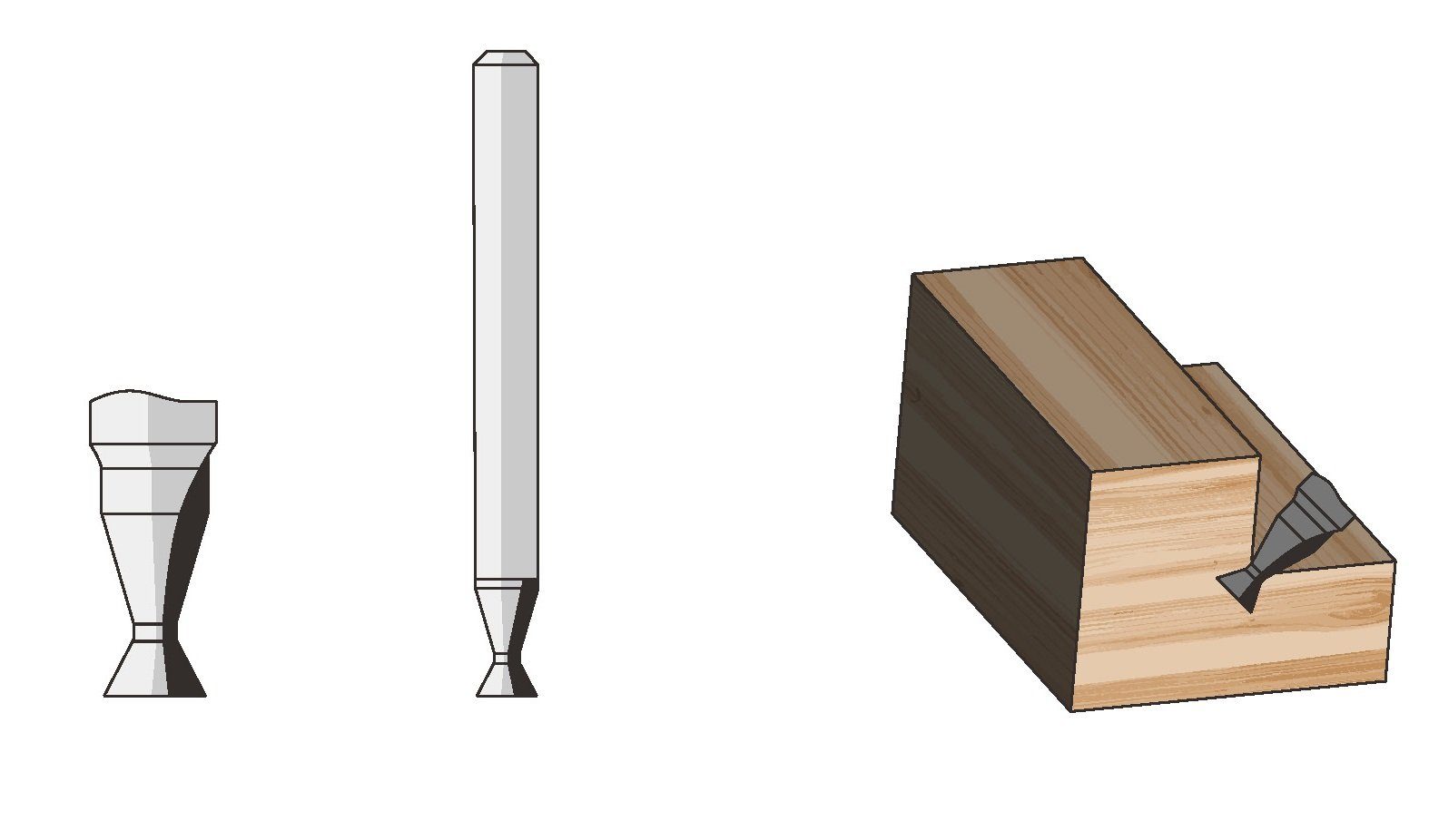 5,5x8x60mm, Schaft Schaftfräser FAMAG FAMAG Schwalbenschwanzprofil mit Dichtungsnutfräser 3104.765 VHM - 6,35mm