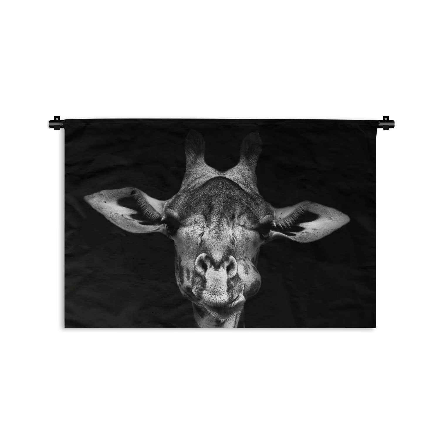 MuchoWow Wanddekoobjekt Giraffe - Porträt - Tiere - Schwarz - Weiß, Wanddeko für Wohnzimmer, Schlafzimmer, Kleid, Wandbehang, Kinderzimmer