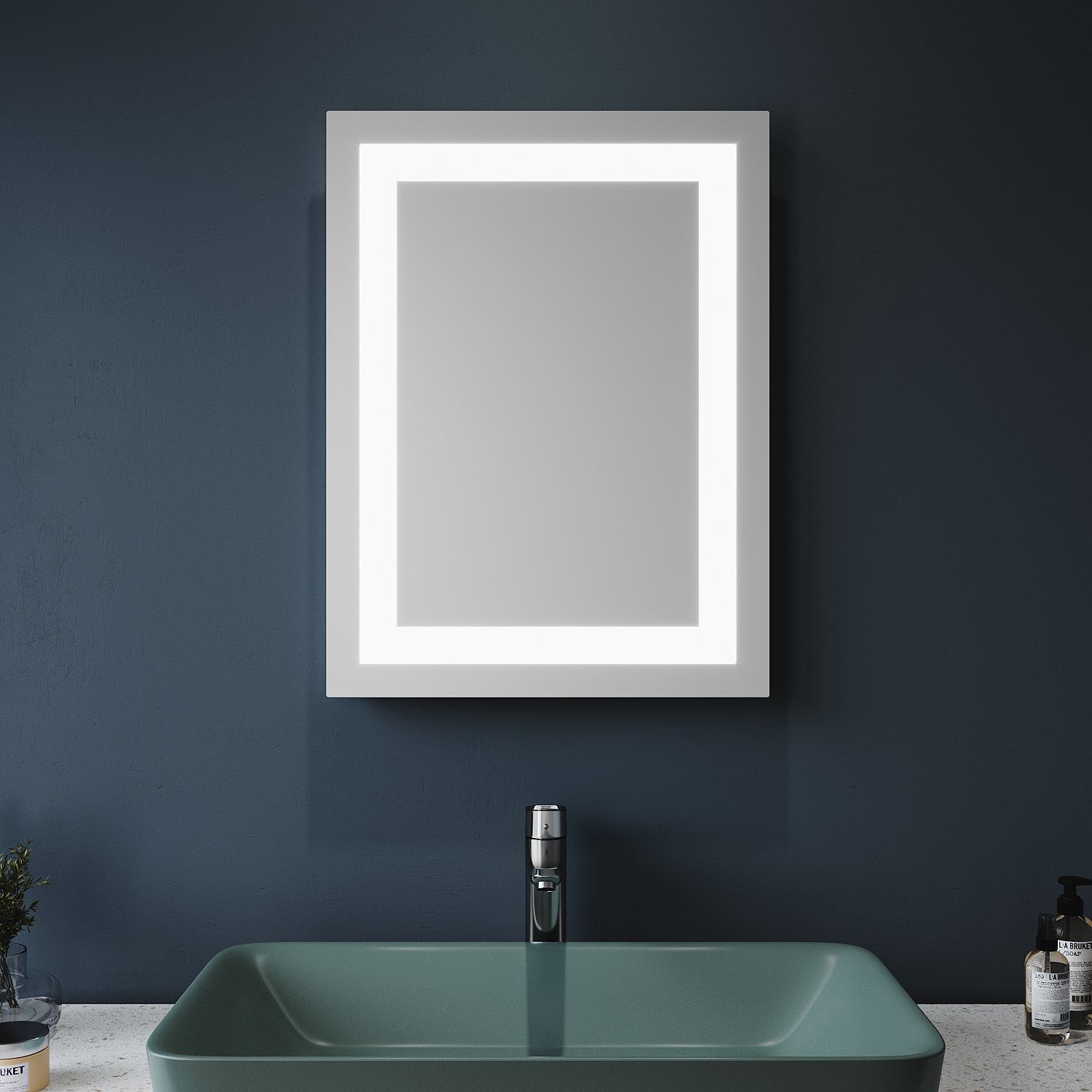 SONNI Badspiegel Badezimmerspiegel, Badspiegel, cm, Badspiegel, Beleuchtung, 60×50 IP44 Lichtspiegel LED Wandschalter, mit Wandspiegel