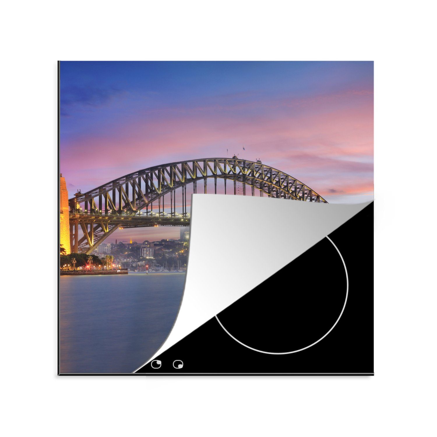 Arbeitsplatte 78x78 küche in Ceranfeldabdeckung, cm, Harbour für Australien, und von Skyline die tlg), Bridge MuchoWow Sydney Herdblende-/Abdeckplatte (1 Sydney Vinyl,