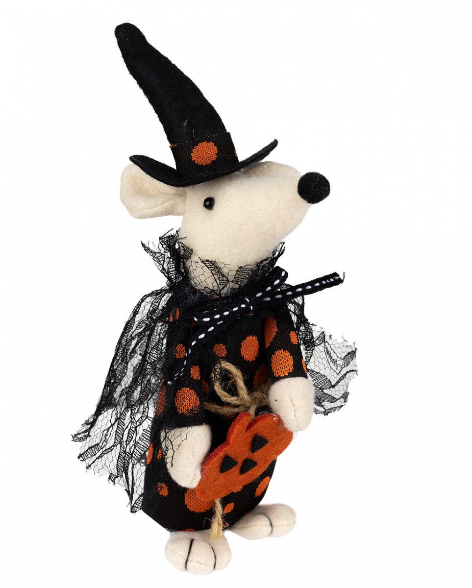 Dekoobjekt Plüsch Halloween Maus mit Kürbis als Dekofigur 23c